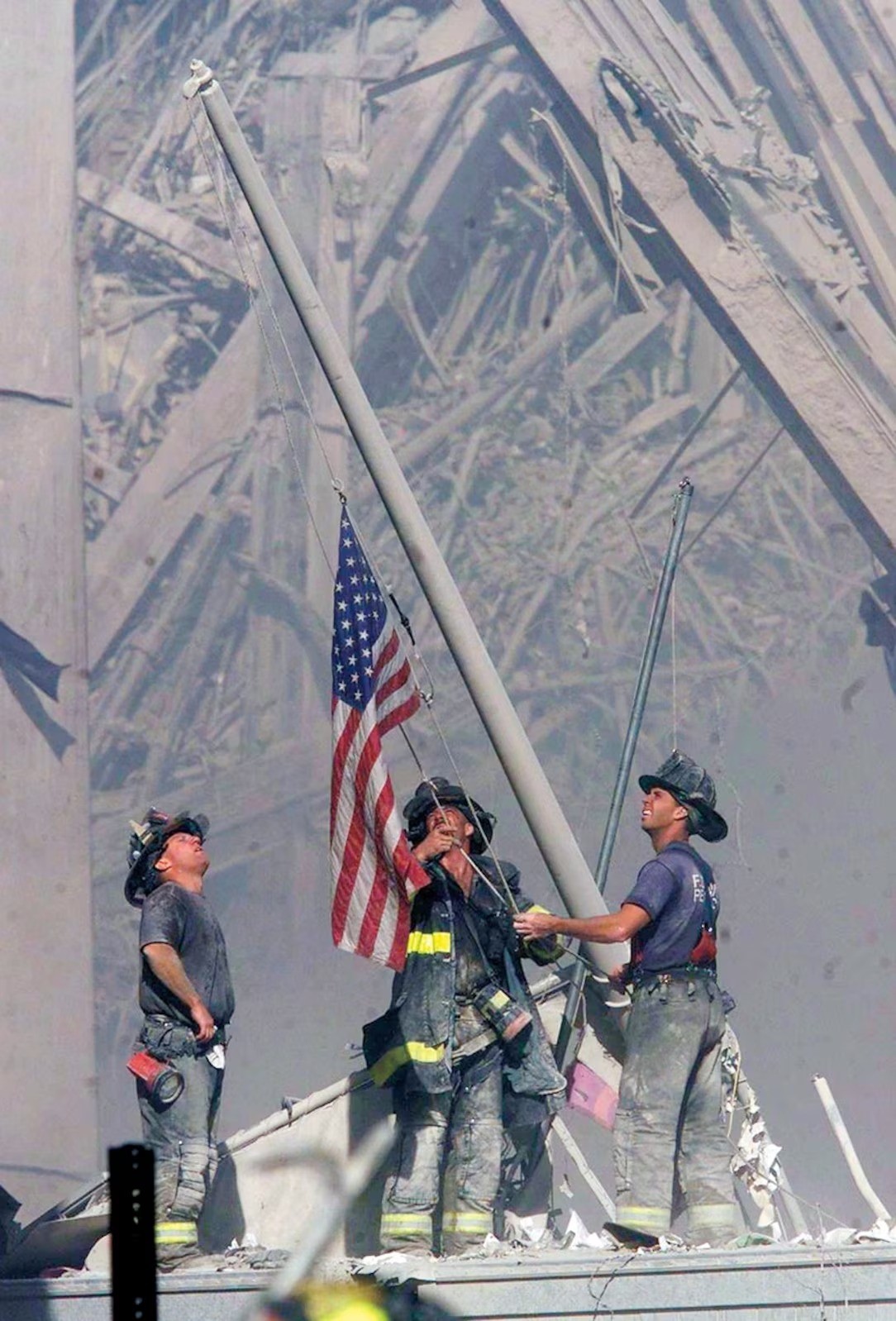 9/11 Firefighters Raising Flag Ground Zero NYC 9/11 Photo Reprint