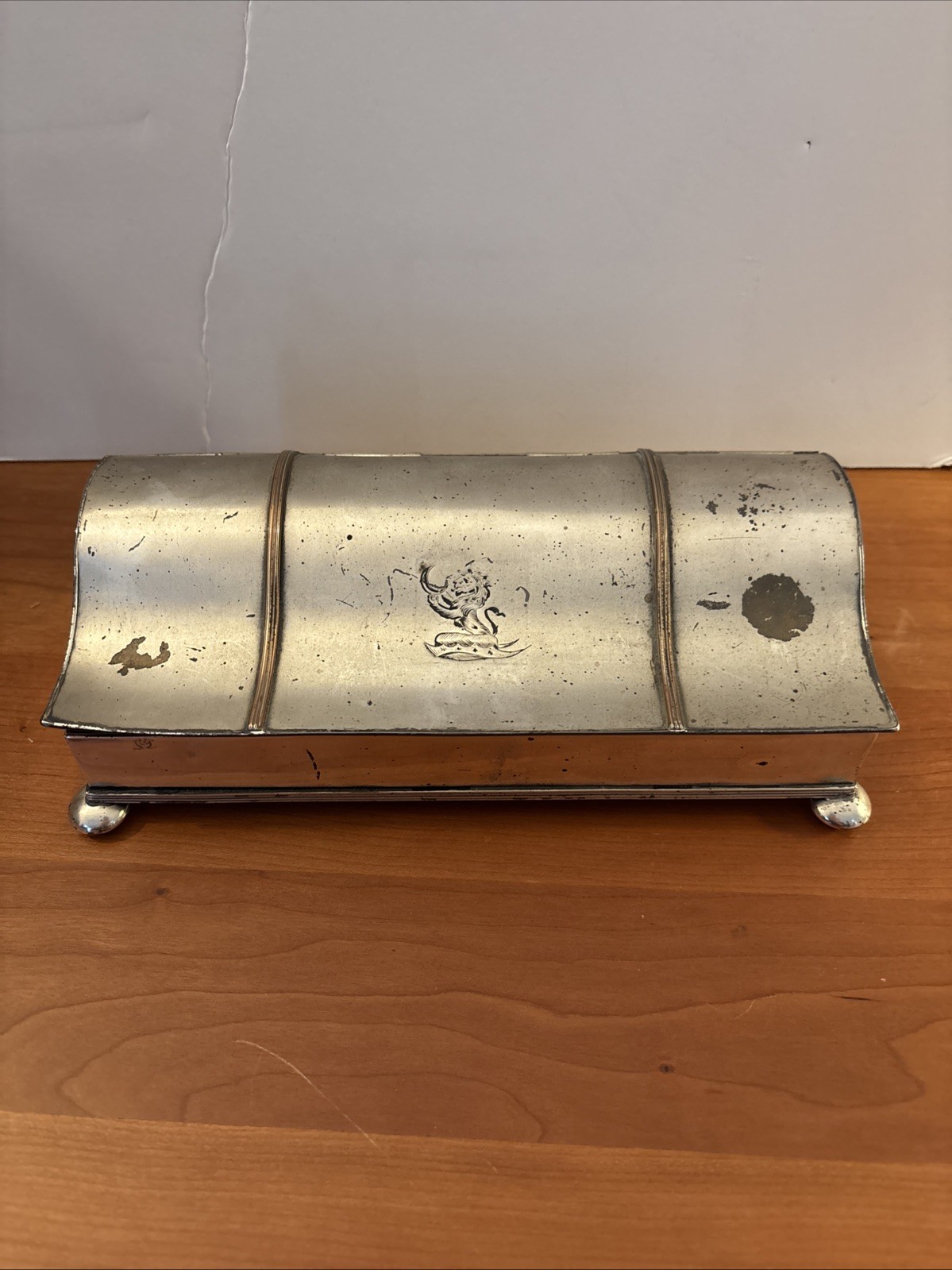 Antique 19th Century T&J Creswick Old Sheffield Plate Armorial Double Inkwell
