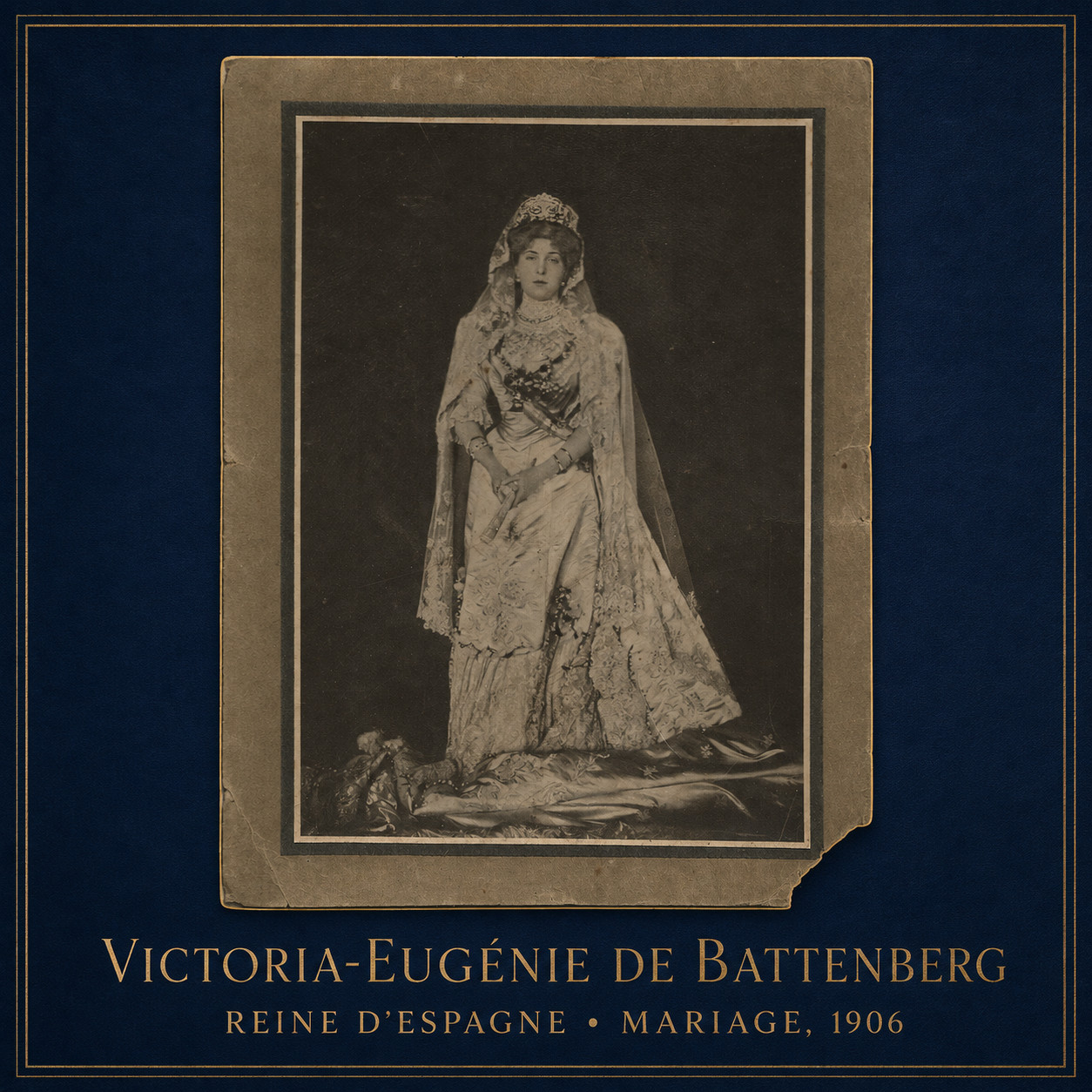 VICTORIA-EUGENIE DE BATTENGERG QUEEN OF SPAIN LARGE PORTRAIT WEDDING 1906