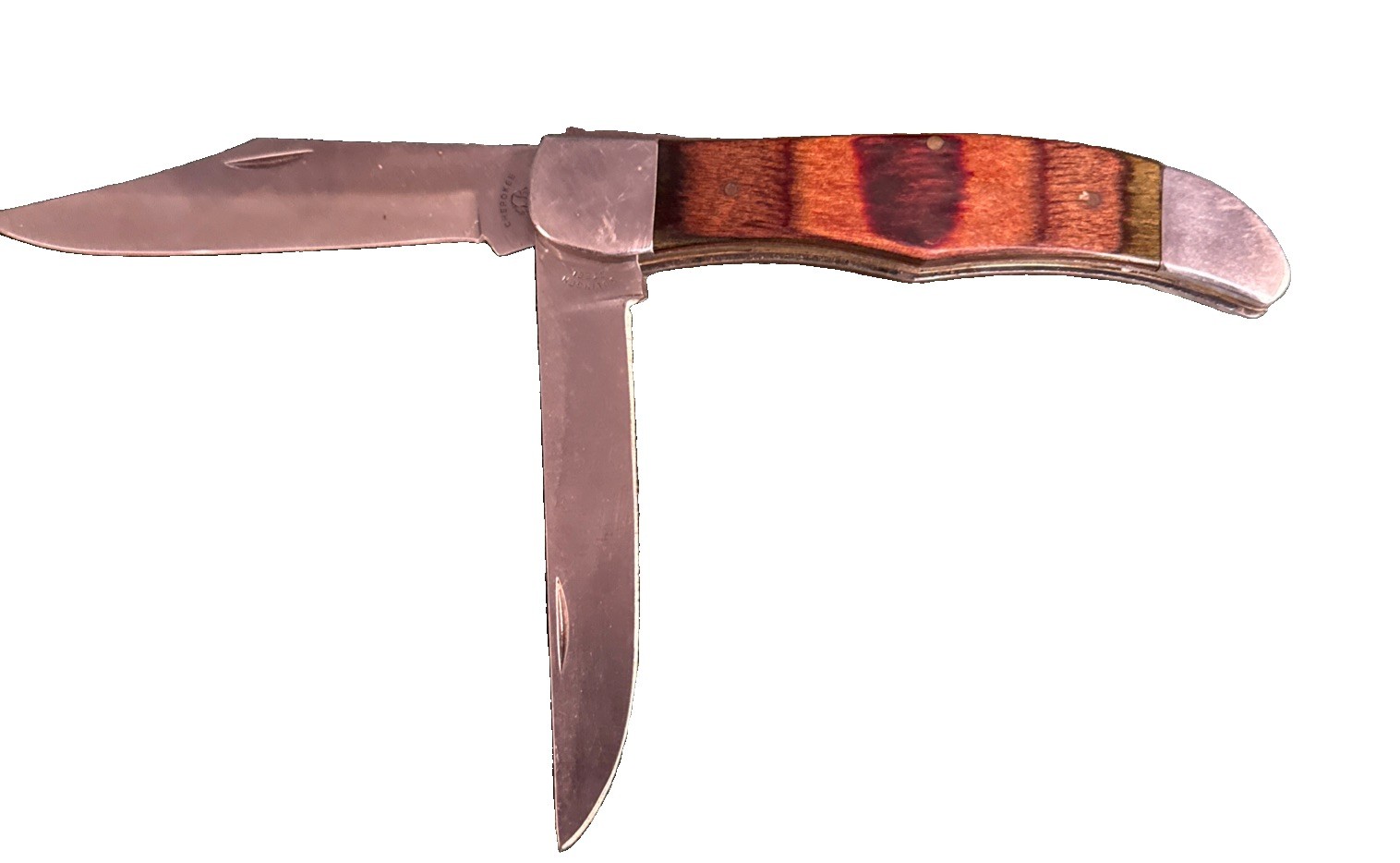 Vintage Cherokee Folding Hunter Knife Solingen Steel 2-Blade Wood Handle