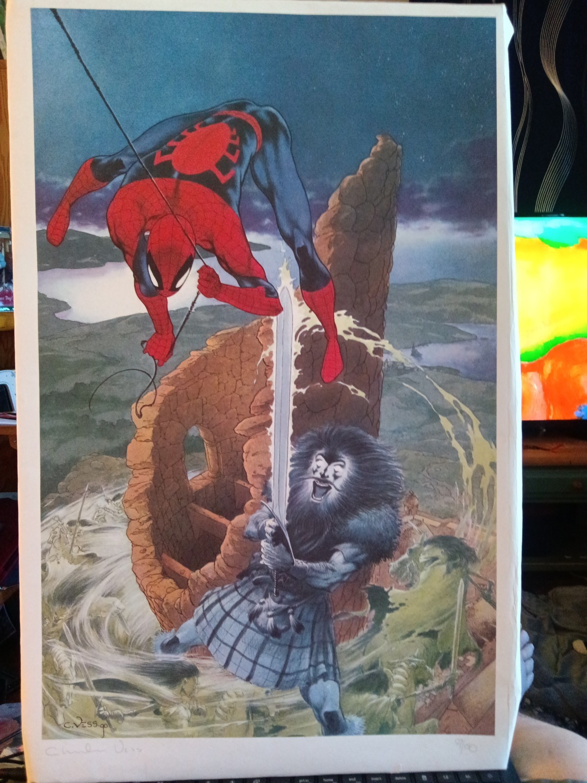 AMAZING SPIDER-MAN SPIRITS OF THE EARTH PRINT SIGNED CHARLES VESS 97/150 1990 AMAZING SPIDER-MAN SPIRITS OF THE EARTH PRINT SIGNED CHARLES VESS 97/150 1990