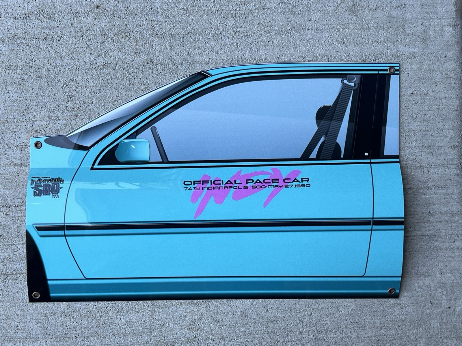 WOW 1990 Chevrolet Beretta Indy 500 Pace Car Door Style Sign racing art WOW 1990 Chevrolet Beretta Indy 500 Pace Car Door Style Sign racing art