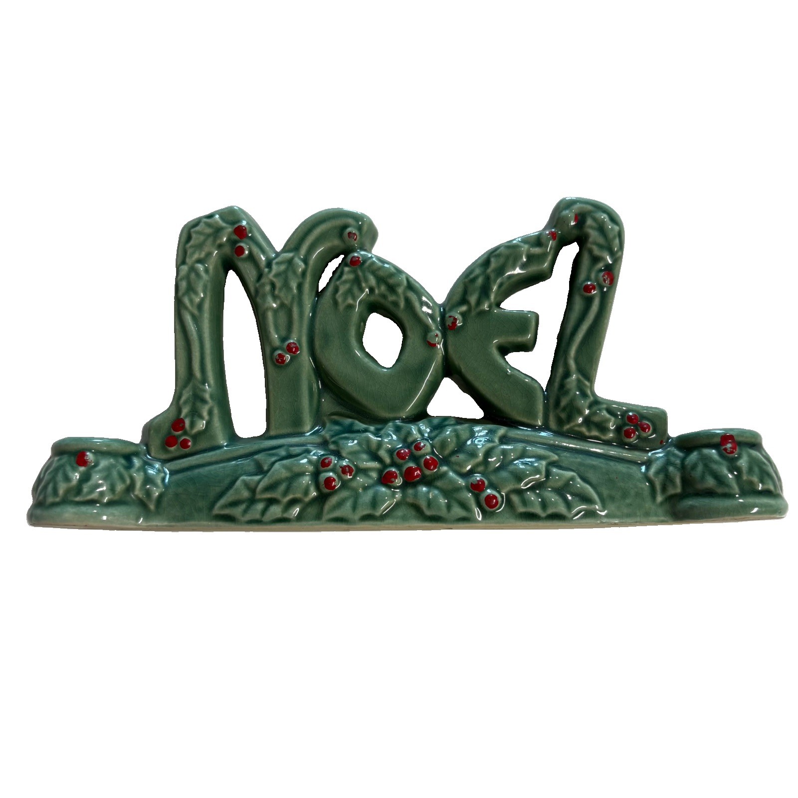 Vintage Lipper Mann NOEL Candle Holder Holly Leaf Berry 
