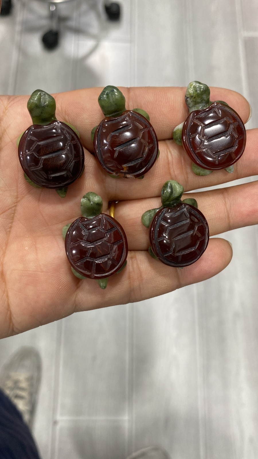 5pc Natural Red agate Quartz Carved Turtle crystal skull Reiki healing Gift
