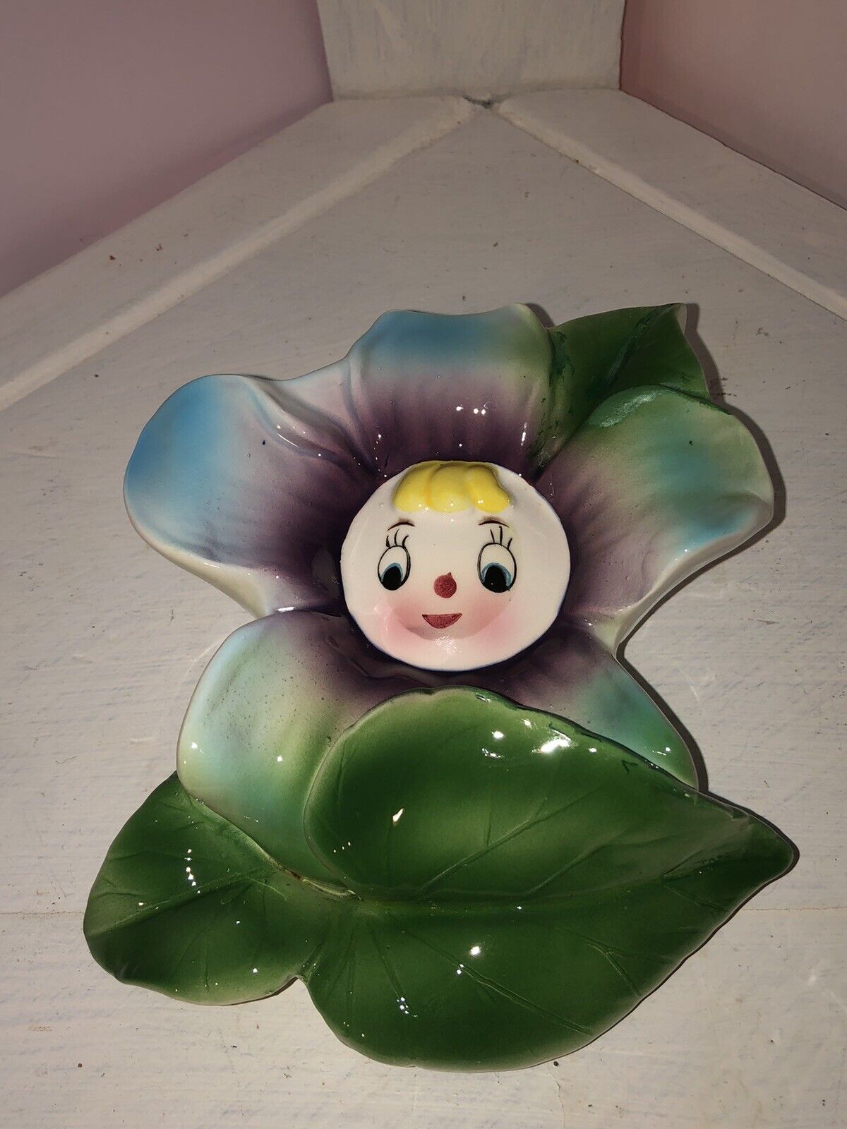 Vintage PY Rare Anthropomorphic Flower Wall Pocket HTF