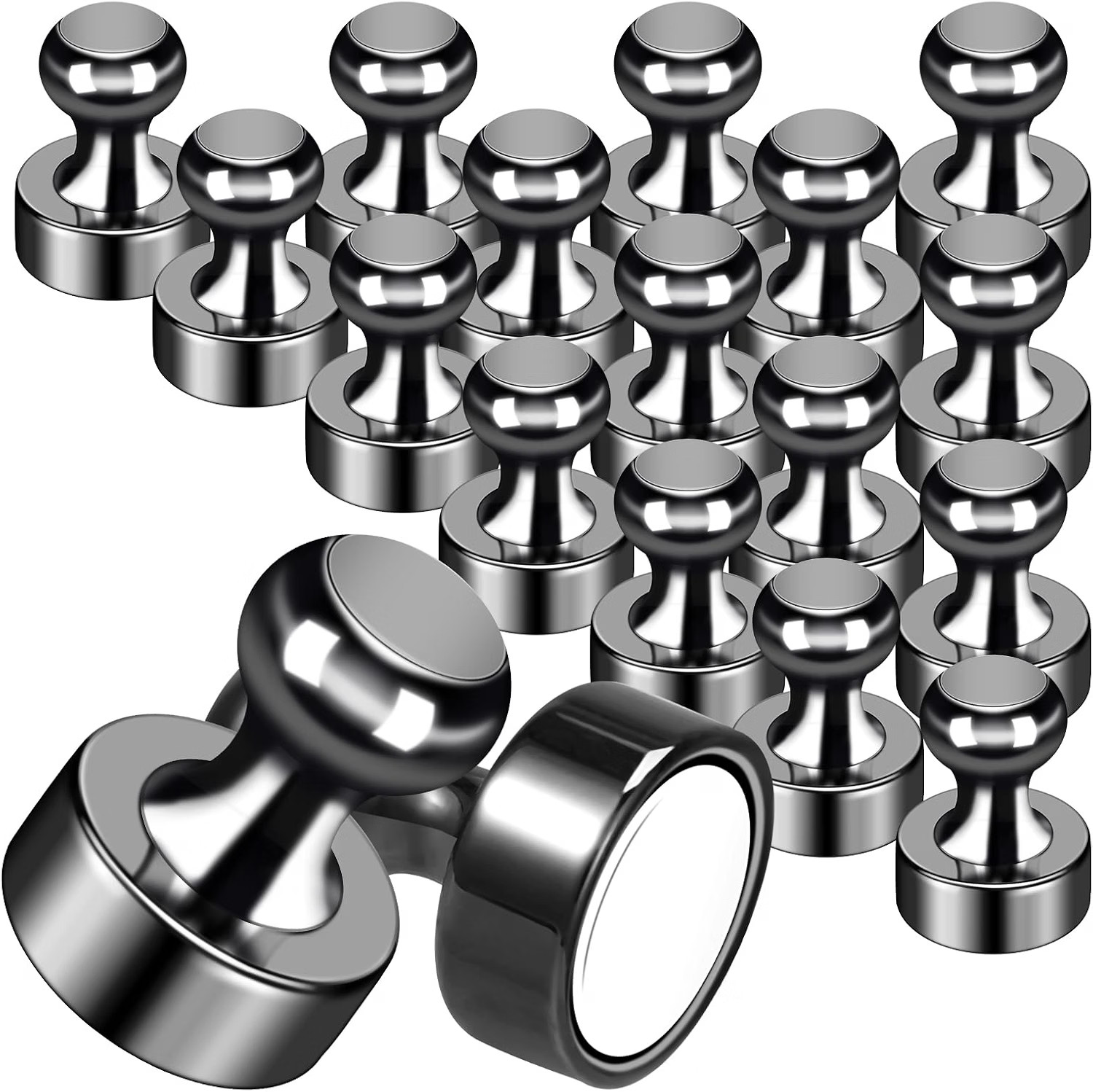 20Pack Strong Magnets for Refrigerator Neodymium Fridge 20Pack, Black