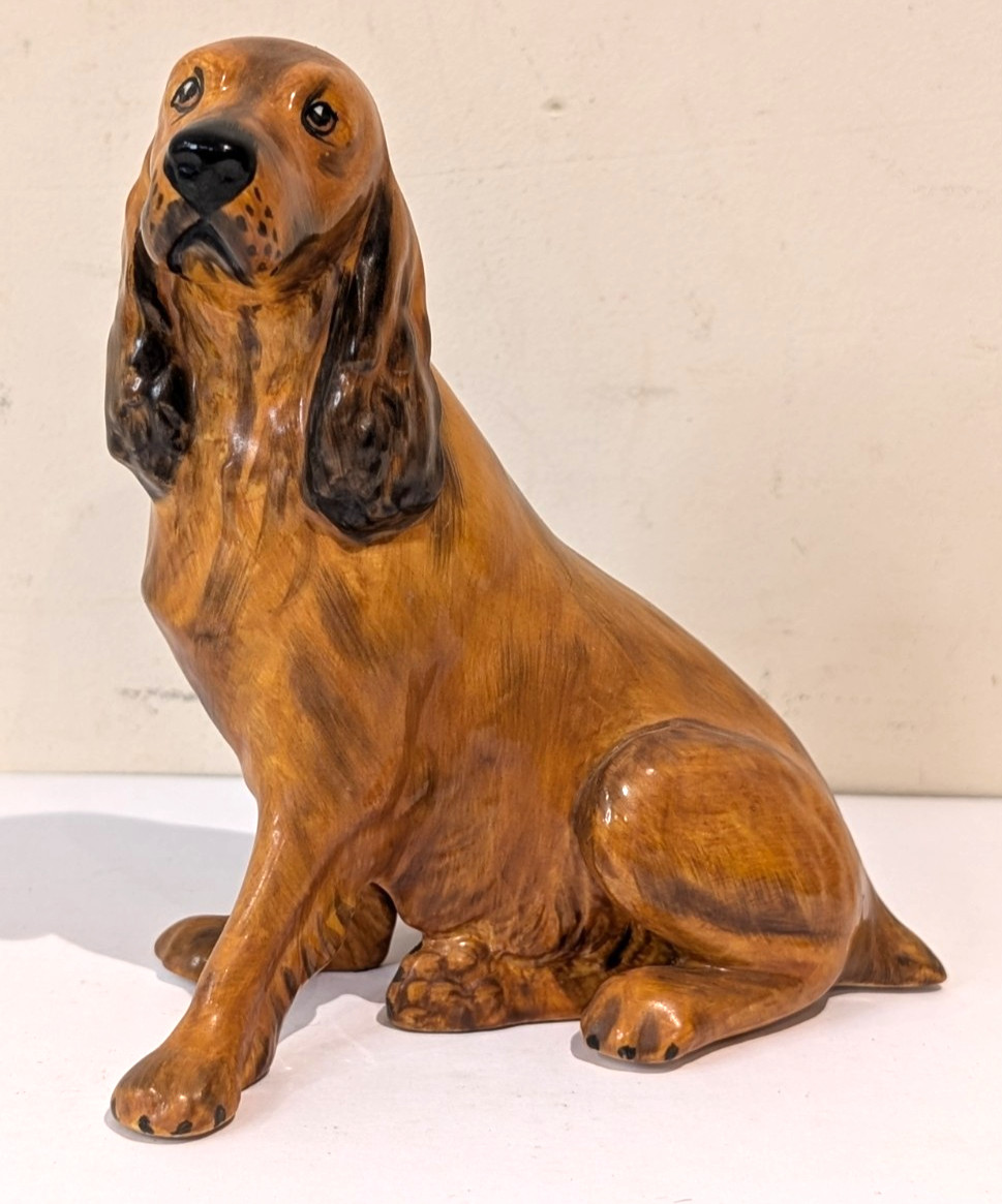 Coalport Bone China Golden Irish Red Setter Dog Figurine Sitting 14cm England