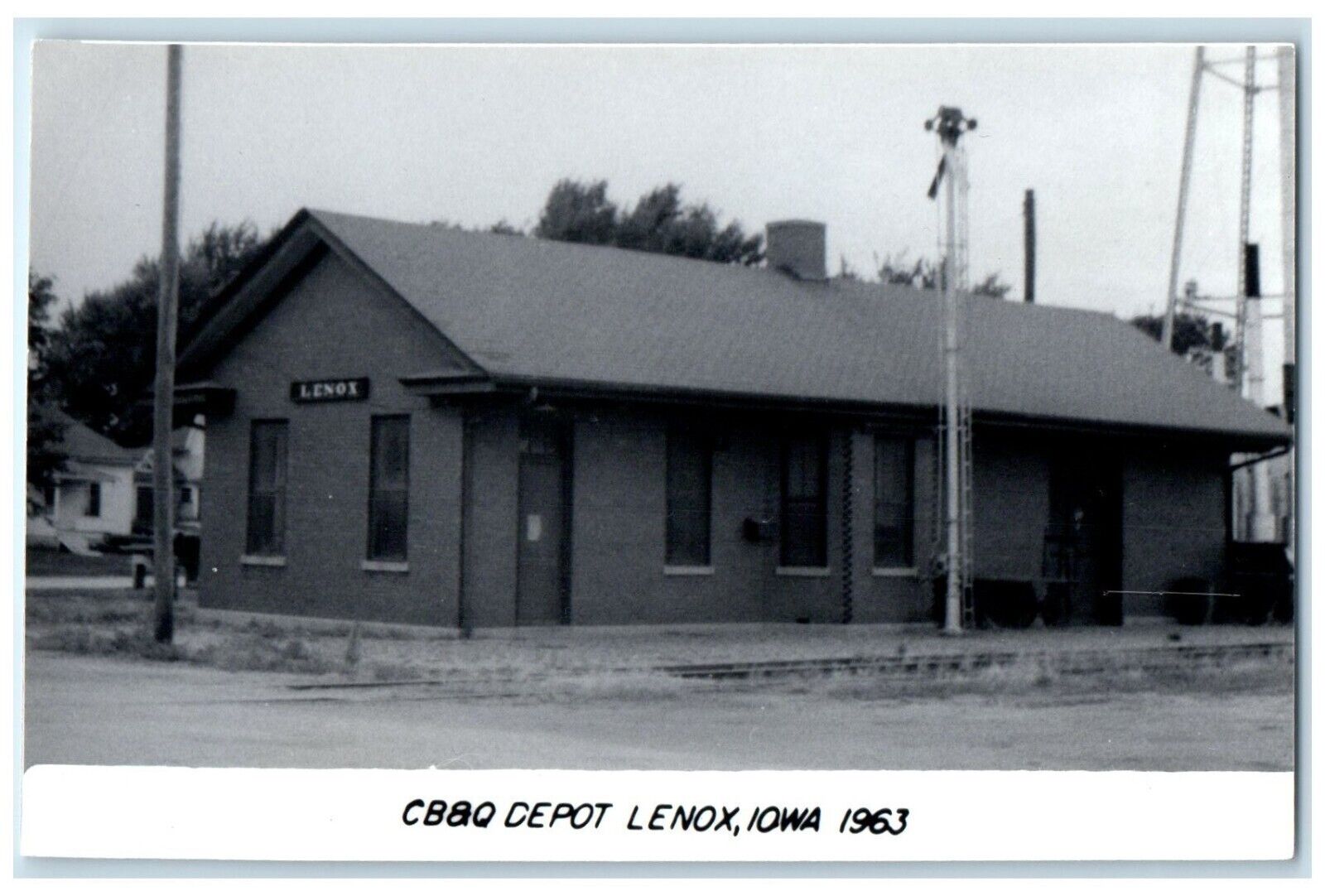 c1963 CB&P Depot Lenox Iowa IA Railroad Train Depot Station RPPC Photo Postcard