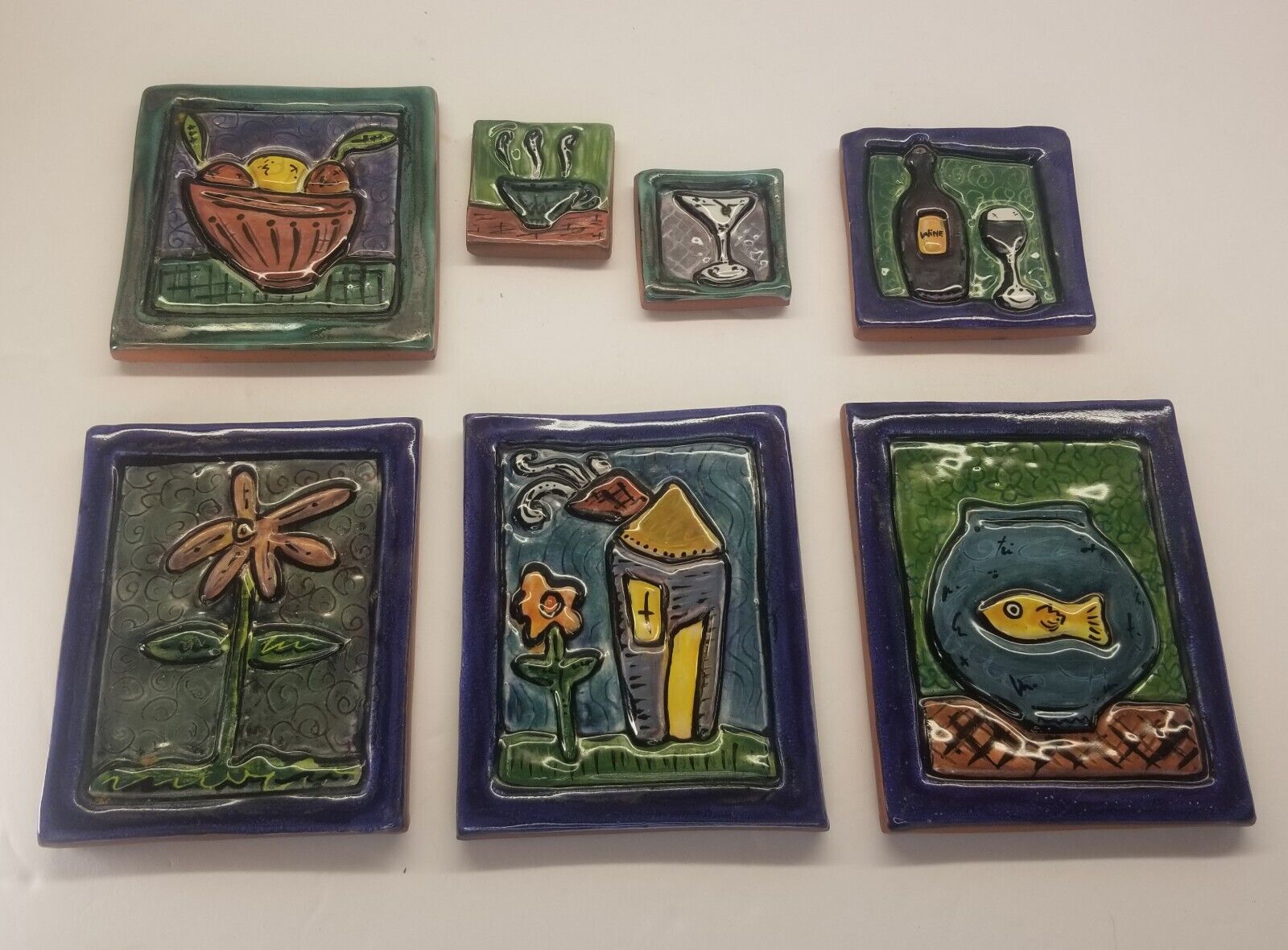 Lot Of Lucky Chicken Pottery Ceramic Tiles