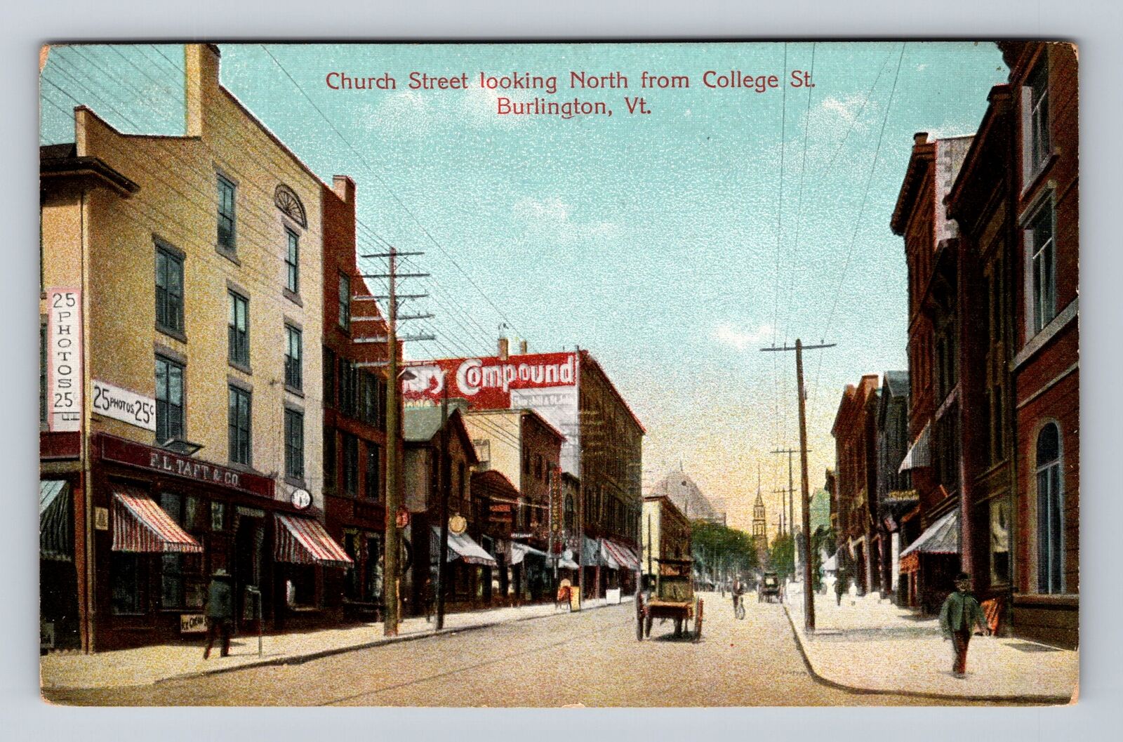 Burlington VT-Vermont, Church Street North From College Street Vintage Postcard