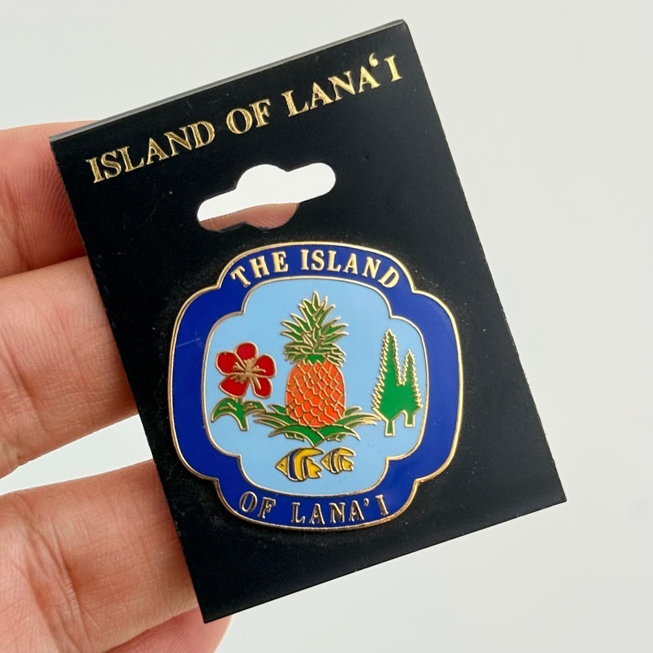 Island of Lanai Hawaii Pineapple Hibiscus Souvenir Enamel Lapel Pin
