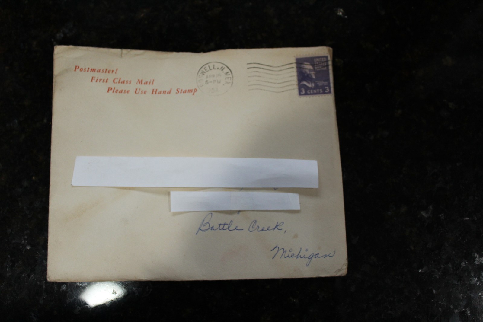 Vintage 1954 Postmarked Envelope Roswell, New Mexico 
