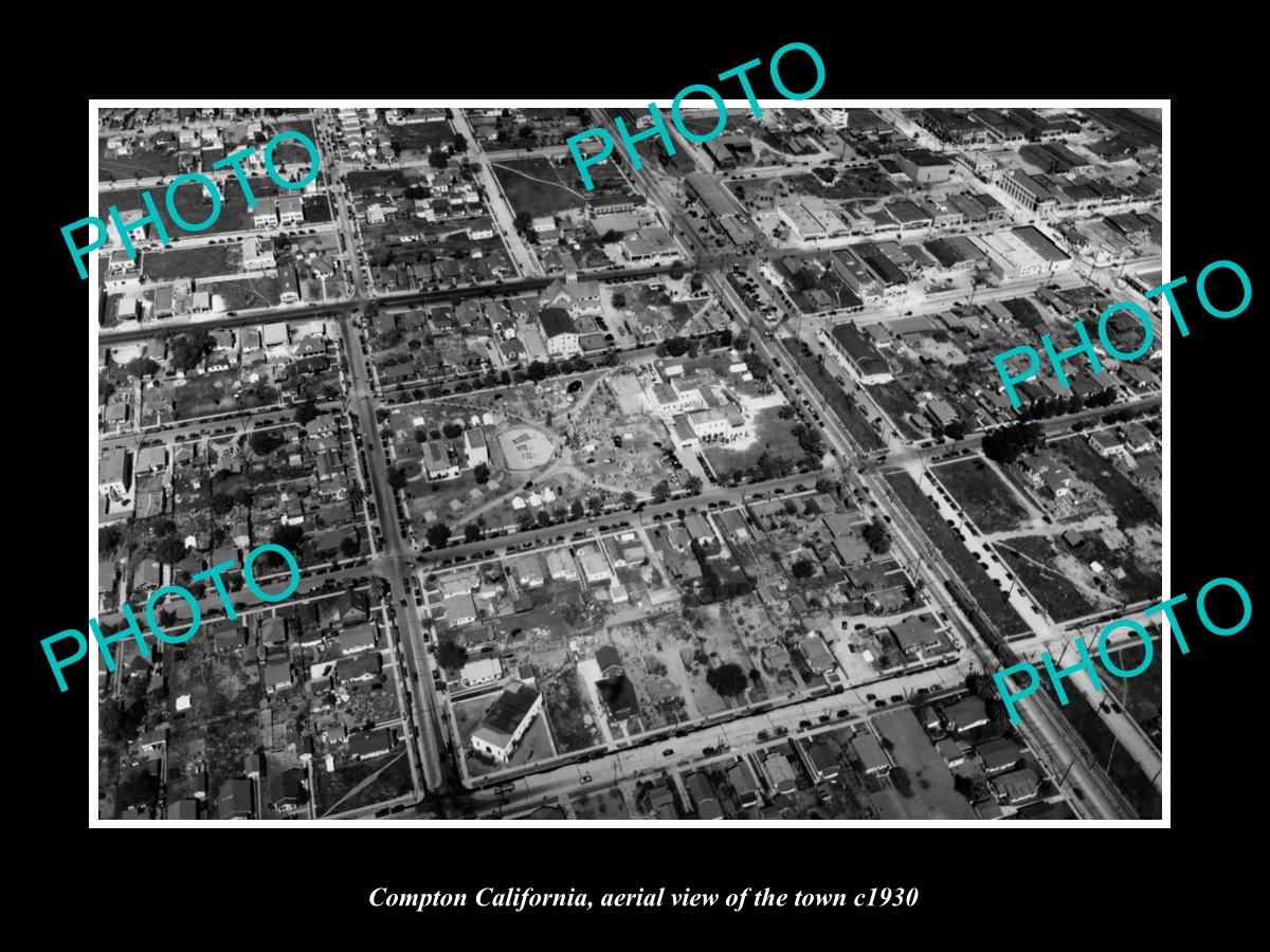 Compton California Aerial View Of The Town c1930 1 Old Large Historic Photo