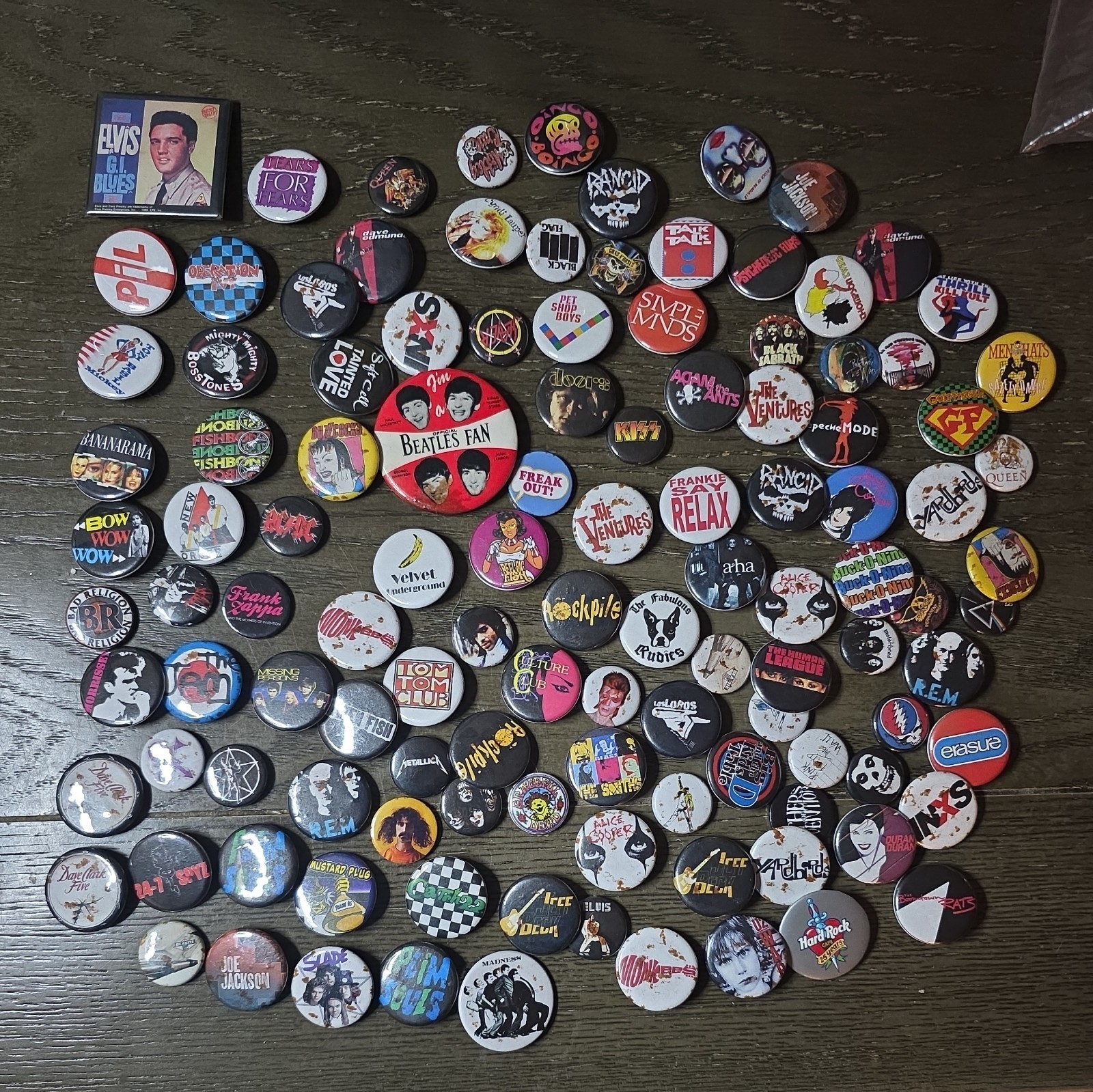 HUGE LOT True Vintage Punk Rock Pinback Button Lot Music Skate Goth Band Pins