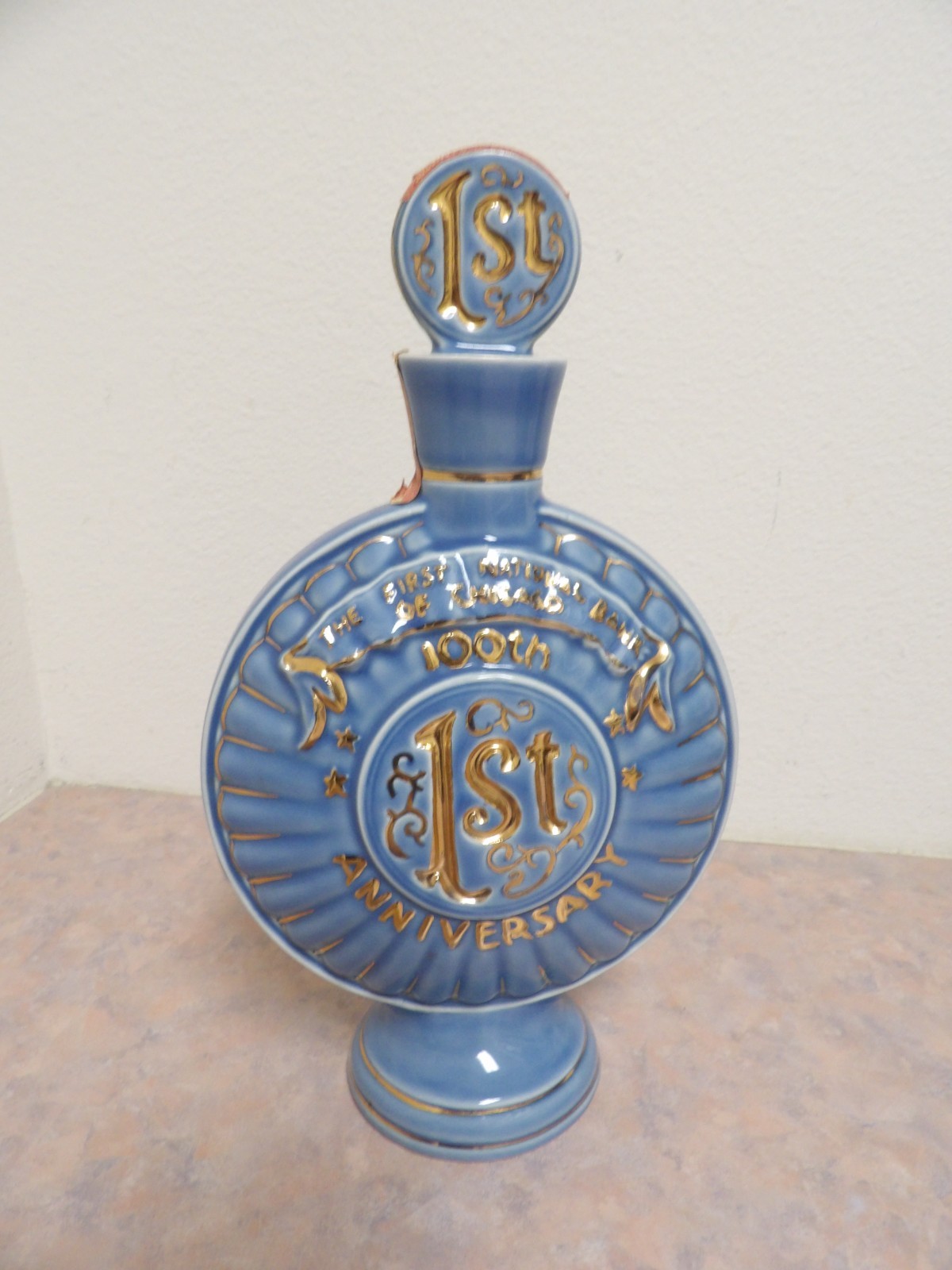 Jim Beam PRISTINE 1st National Bank Of Chicago Illinois 100th Decanter + Letter