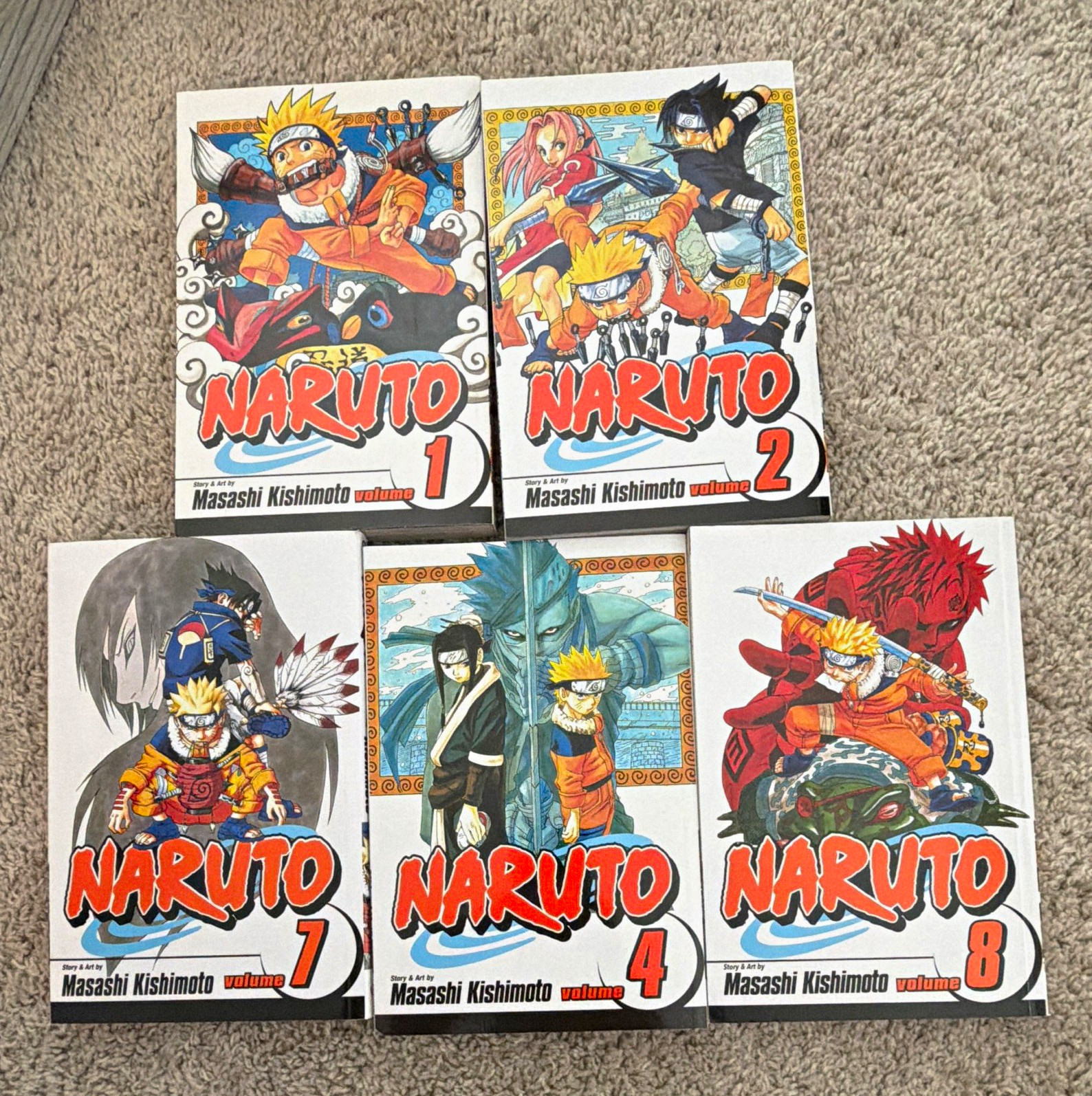 Naruto Manga Volumes 1, 2, 4, 7 & 8 Lot of 5 (English) by Masashi Kishimoto Naruto Manga Volumes 1, 2, 4, 7 & 8 Lot of 5 (English) by Masashi Kishimoto