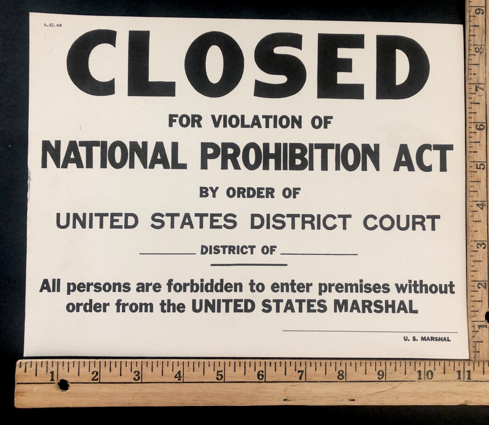 Vintage Closed National Prohibition Act Sign  Lot Of Three