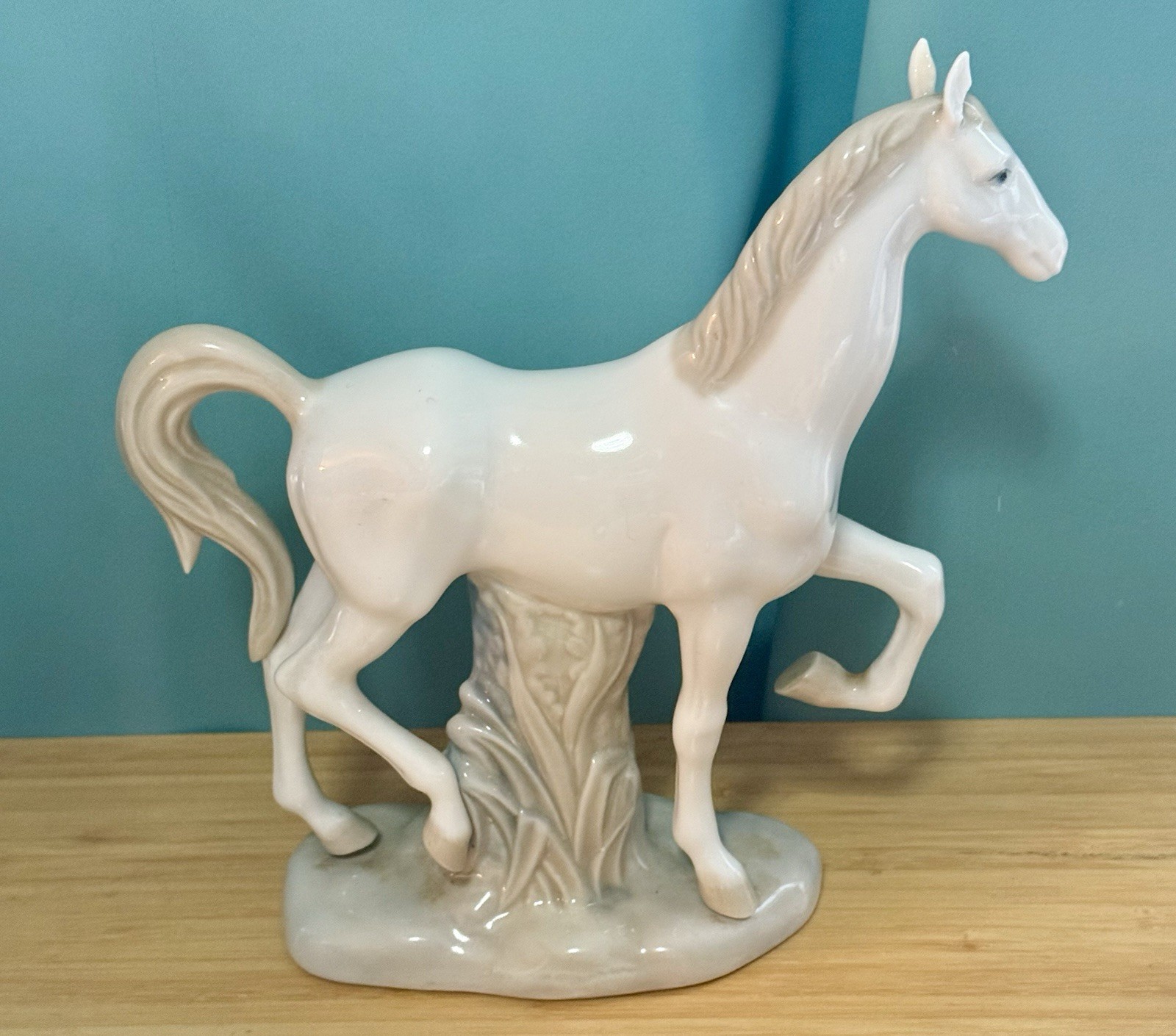Vintage PORCEVAL Spain Porcelain Horse Figurine White Gray Prancing Stallion Vintage PORCEVAL Spain Porcelain Horse Figurine White Gray Prancing Stallion