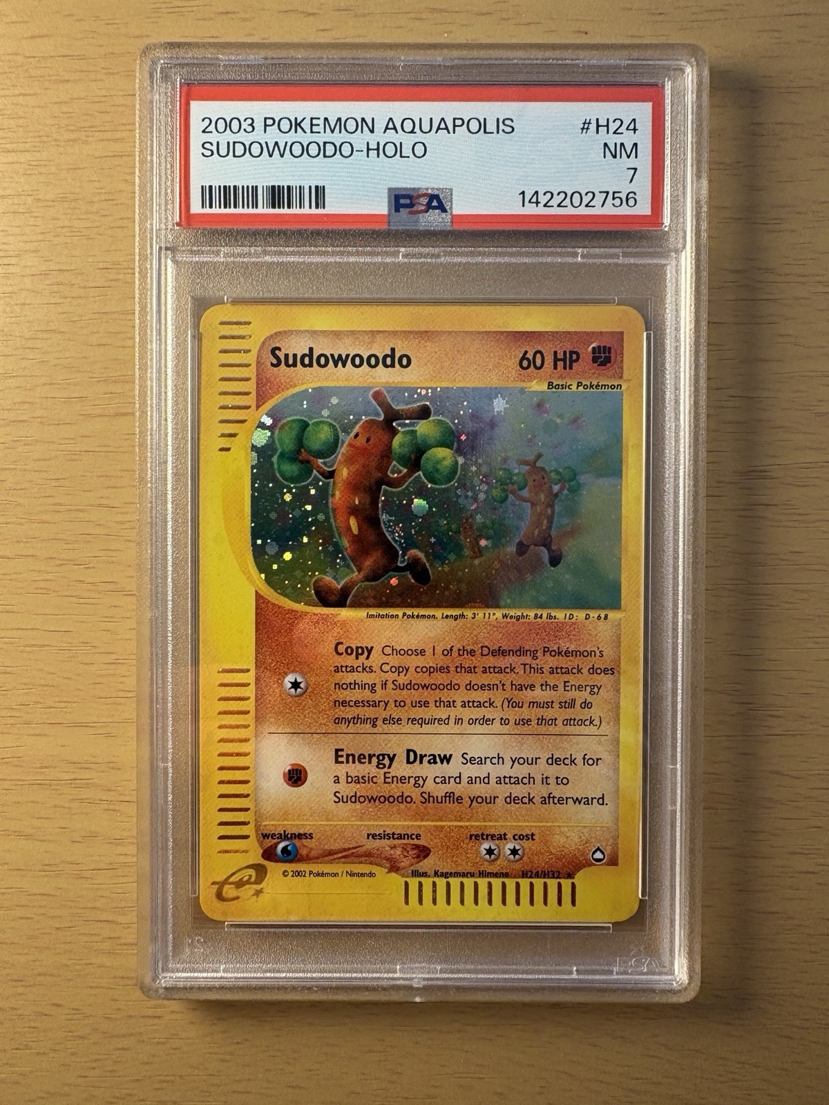 2003 Pokémon TCG Aquapolis Sudowoodo Holo Rare PSA7 Near Mint  #H24