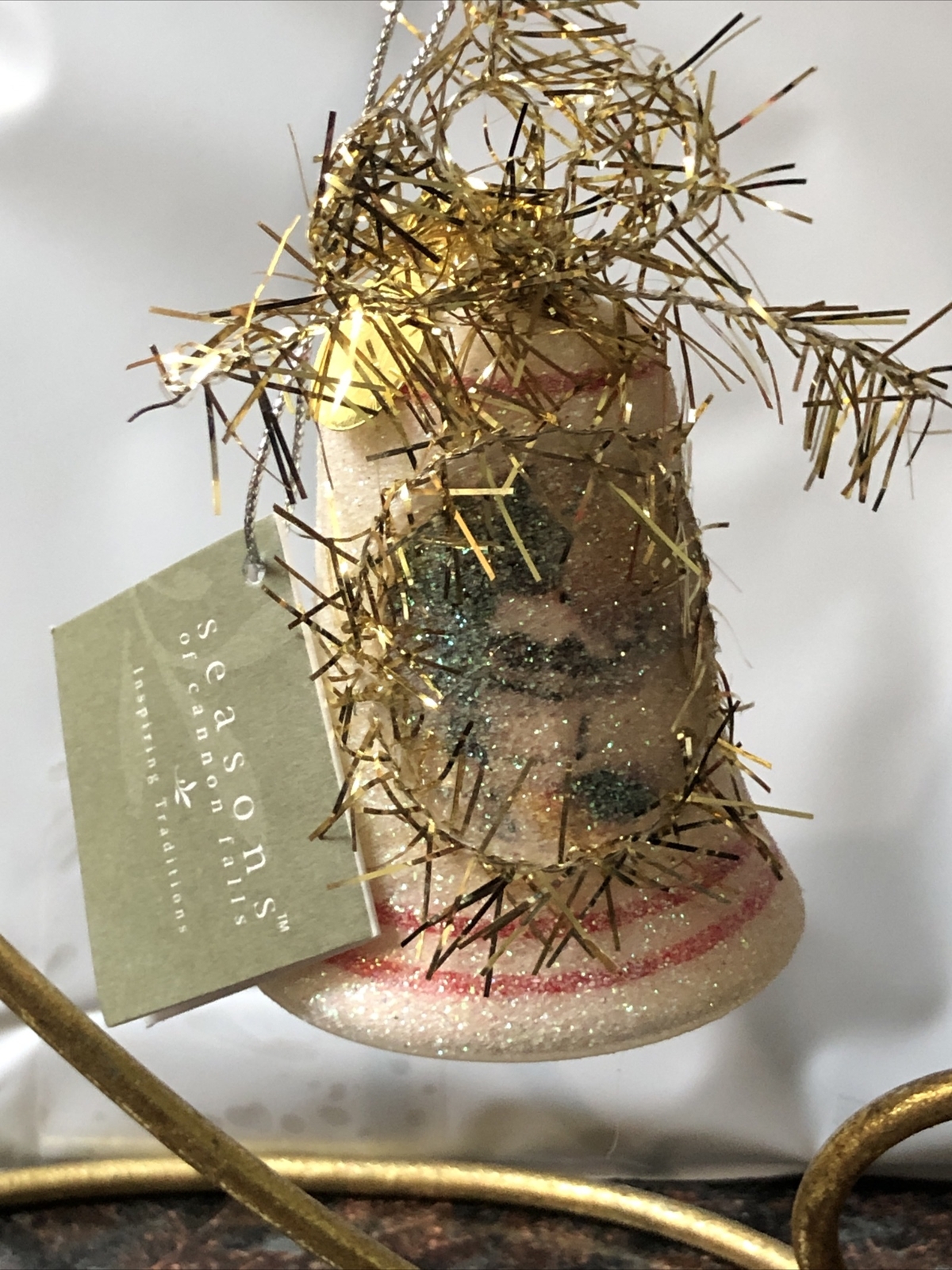 SCF Seasons Of Cannon Falls Blown Glass Christmas Bell with Winter Scene NEW