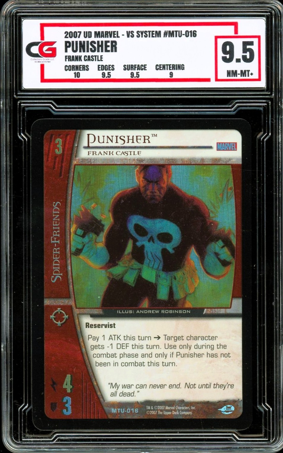2007 UD Marvel vs System MTU-016 ~ HOLO ~ Punisher Frank Castle ~ CG 9.5