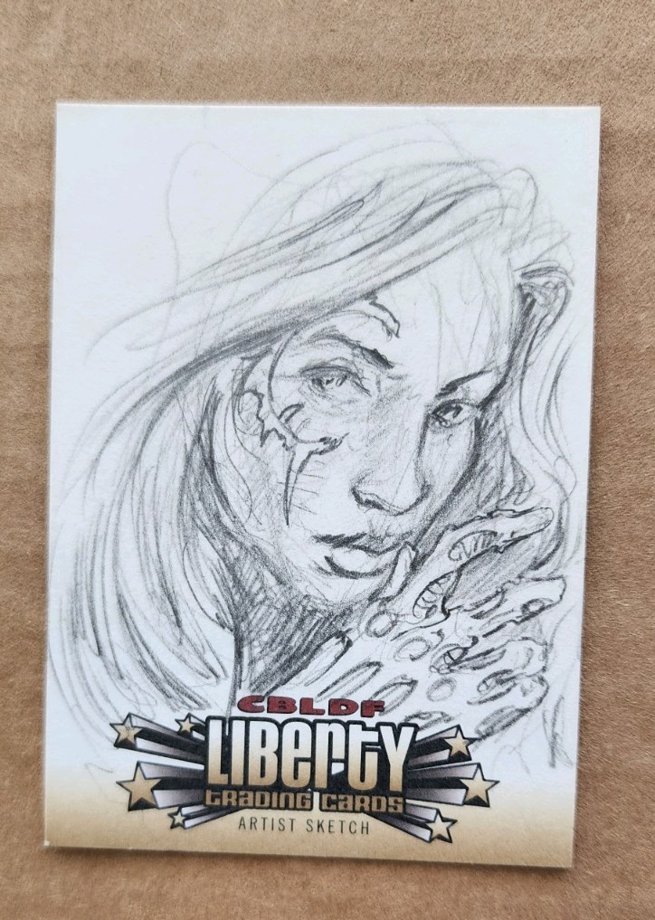 2011 Cryptozoic CBLDF Liberty Hand Drawn Sketch Card Unknown Artist 