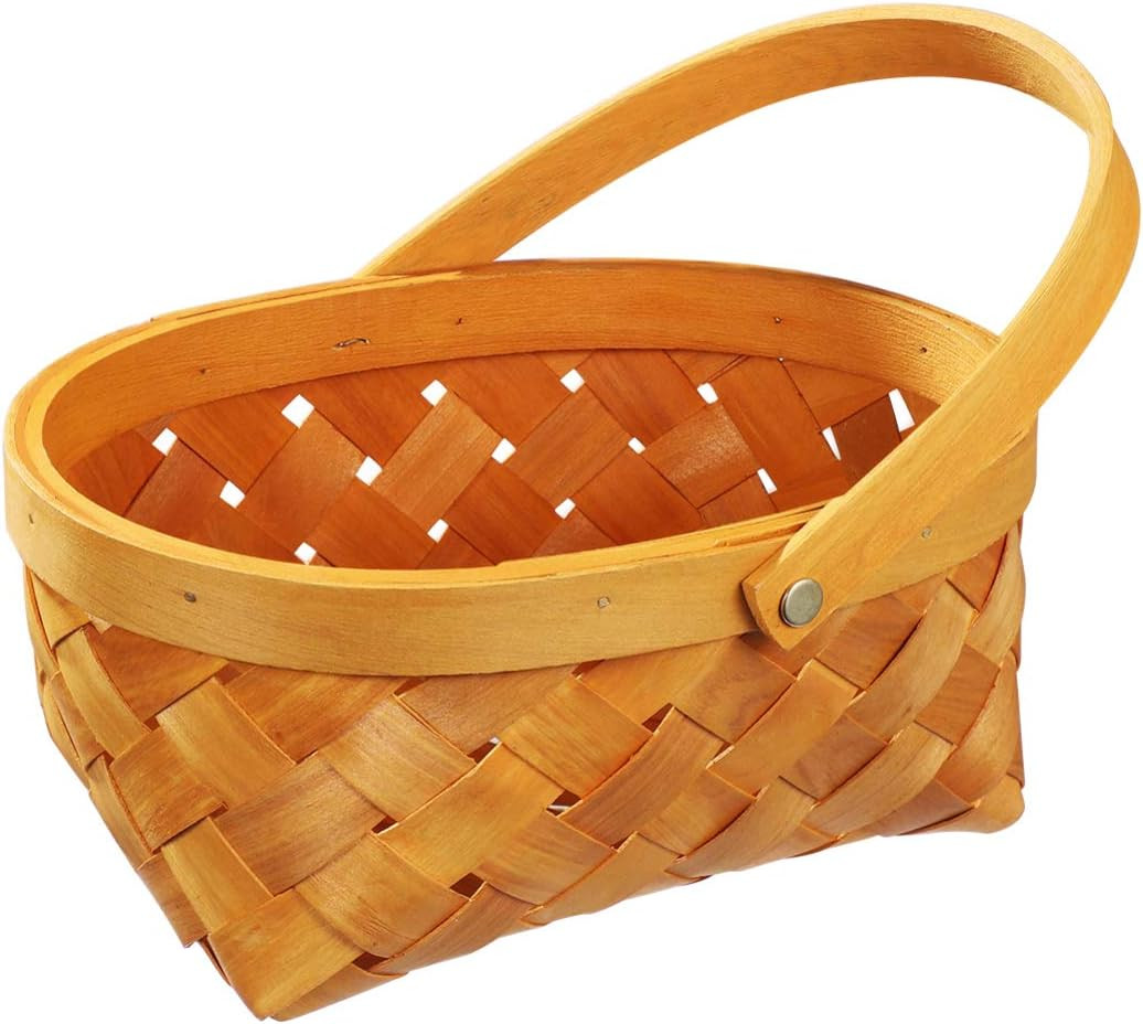 Wooden Small Woven Basket, 8.4 X 6.2 X 3.9 Inch Portable Handmade Rattan Storage Wooden Small Woven Basket, 8.4 X 6.2 X 3.9 Inch Portable Handmade Rattan Storage