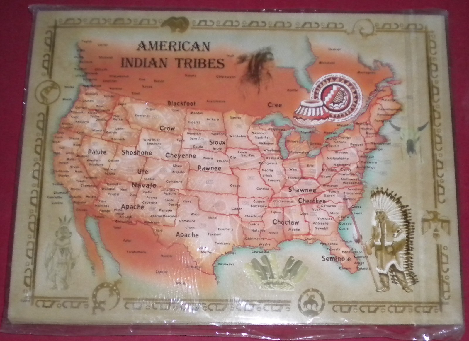 American Indian Tribes Map Postcard LOT of 50 Native American Educational USA