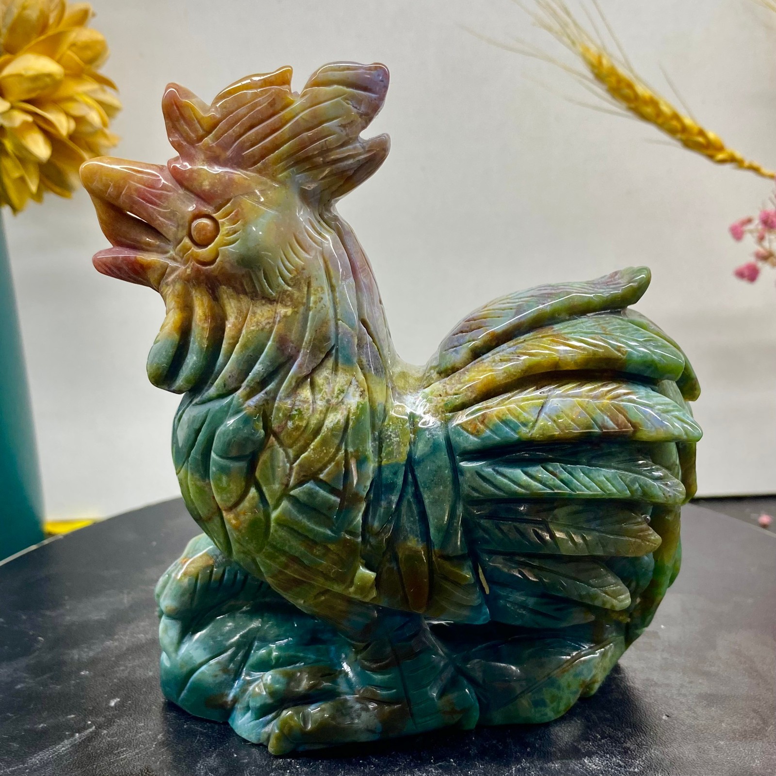 3.81LB Natural Amazonite Carving chicken Hand Carved Crystal Healing Decor