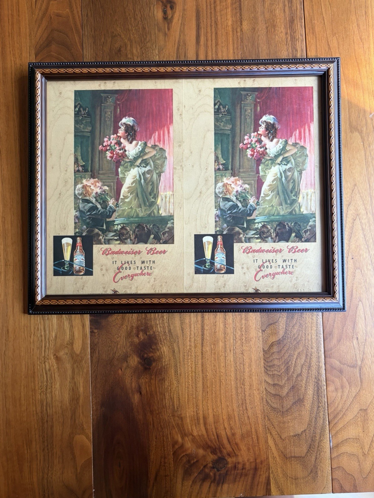 Vintage 1940s Budweiser Beer Menu Cover Advertising Framed It Lives Good Taste 
