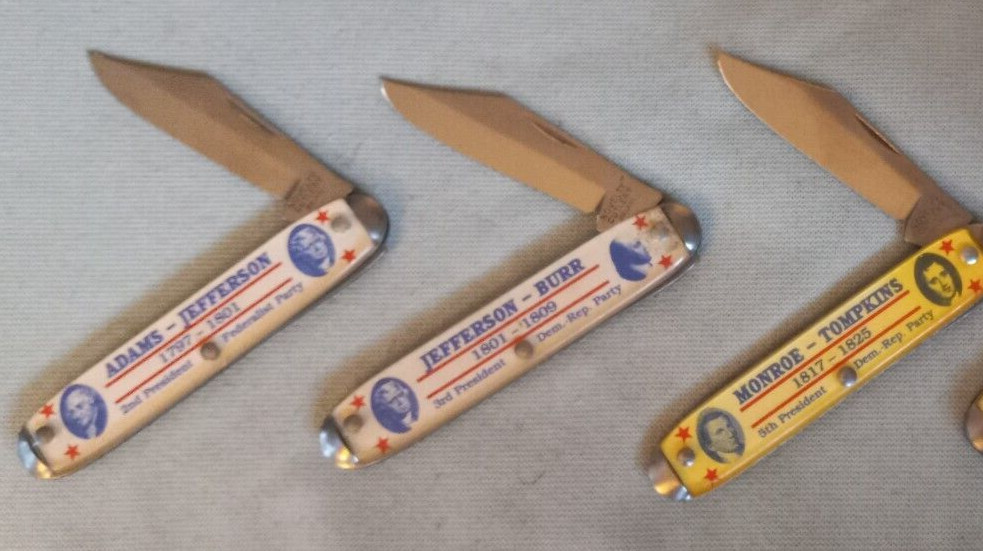 LOT of 3 Novelty Knife Cutlery Co. President\'s Pocketknives ~ VERY COLLECTIBLE LOT of 3 Novelty Knife Cutlery Co. President\'s Pocketknives ~ VERY COLLECTIBLE