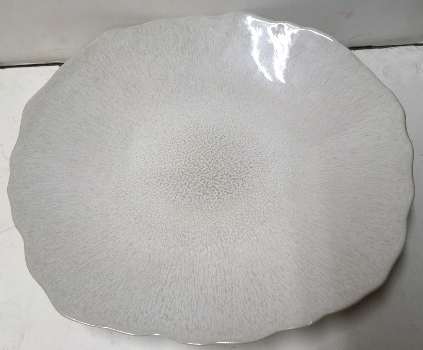 Jars France 11 1/2” Plume White Pearl Perle XL Dinner Plate EUC New