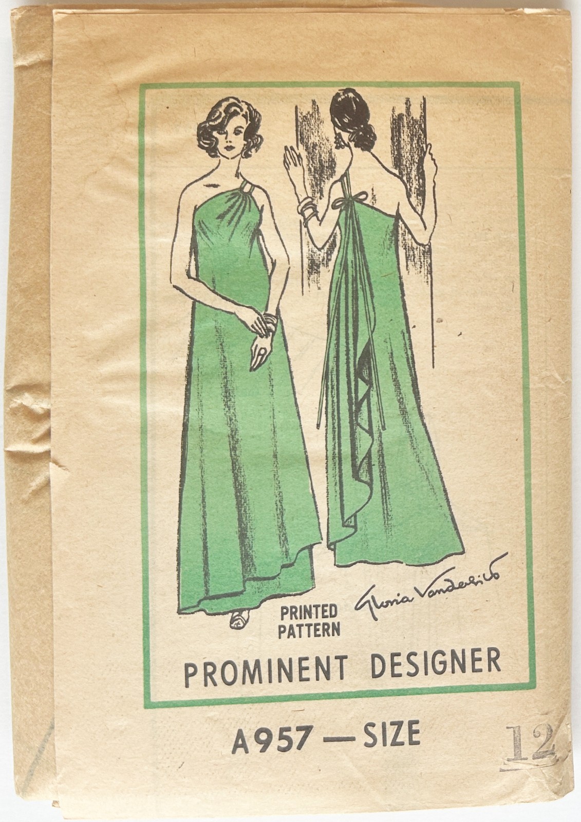 Vtg 1970’s Prominent Designer Pattern Gloria Vanderbilt Dress A957 Size 12 Uncut