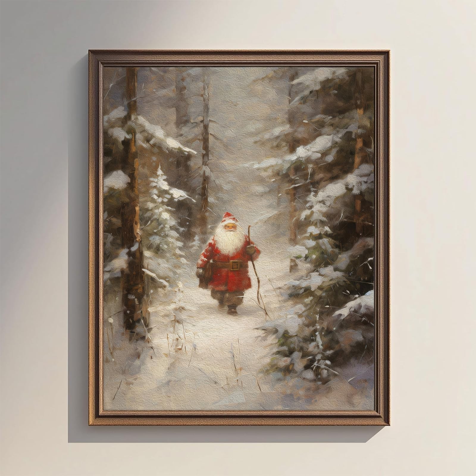XOCUUI Vintage Christmas Tree Painting Print, Santa Claus Christmas Art Print...