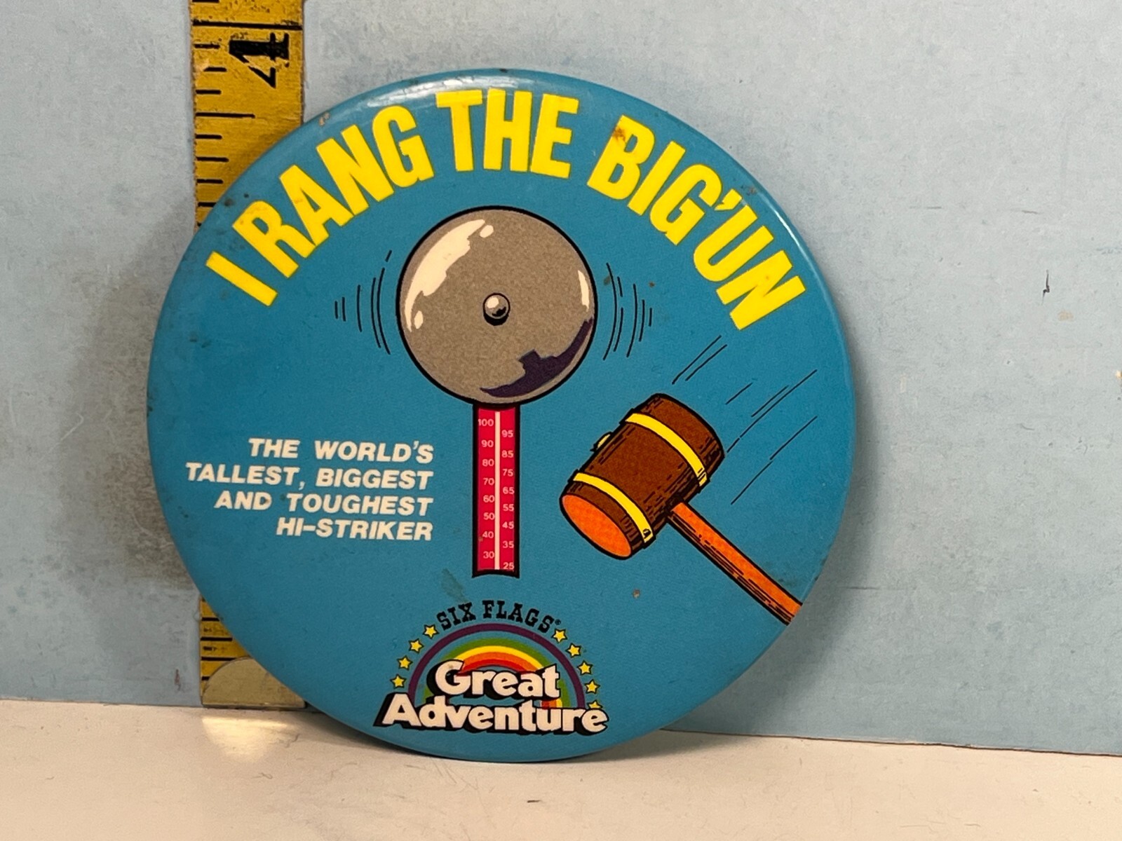 Vintage I Rang The Big'Un Six Flags Great Adventure Pinback Button 4