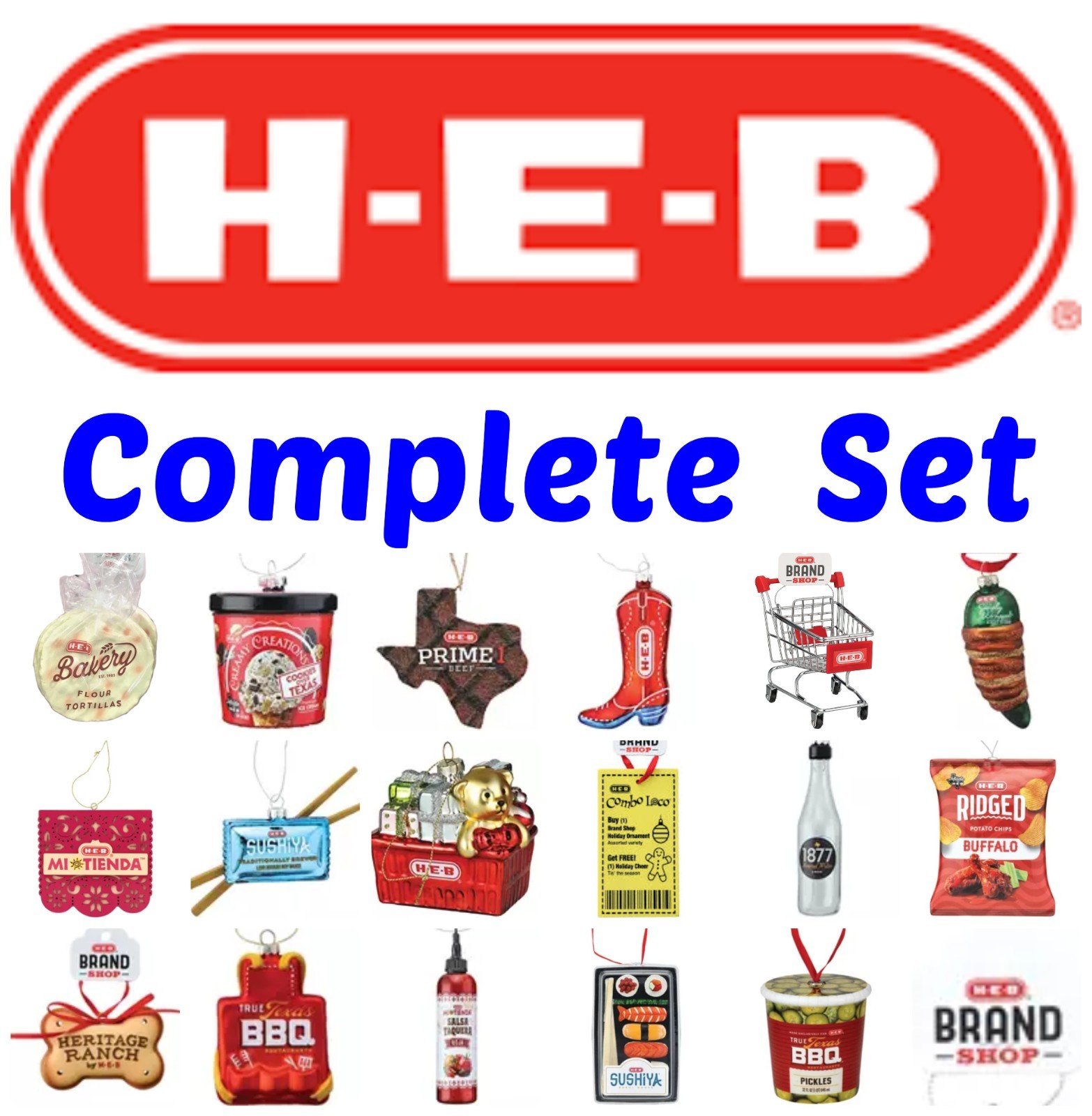 H‑E‑B Ornament *Complete Set* Brand Shop HEB 17 LOT  TikTok Viral Tortillas