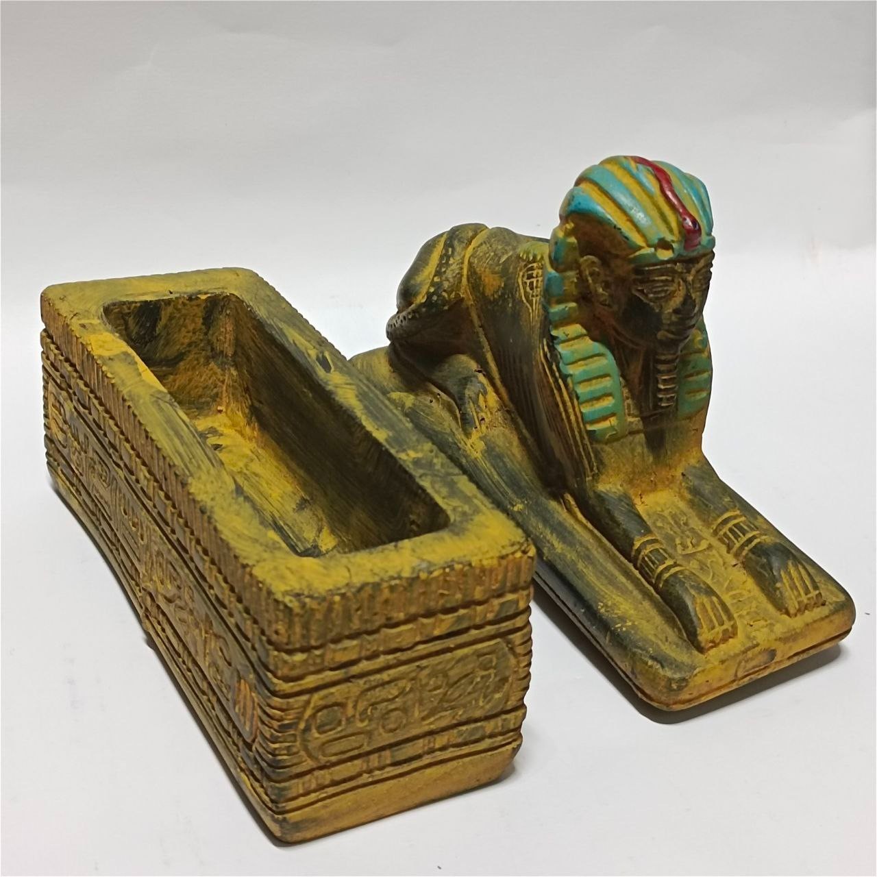 Vintage Egyptian Sphinx box handmade pharaoh statue ancient unique collectible