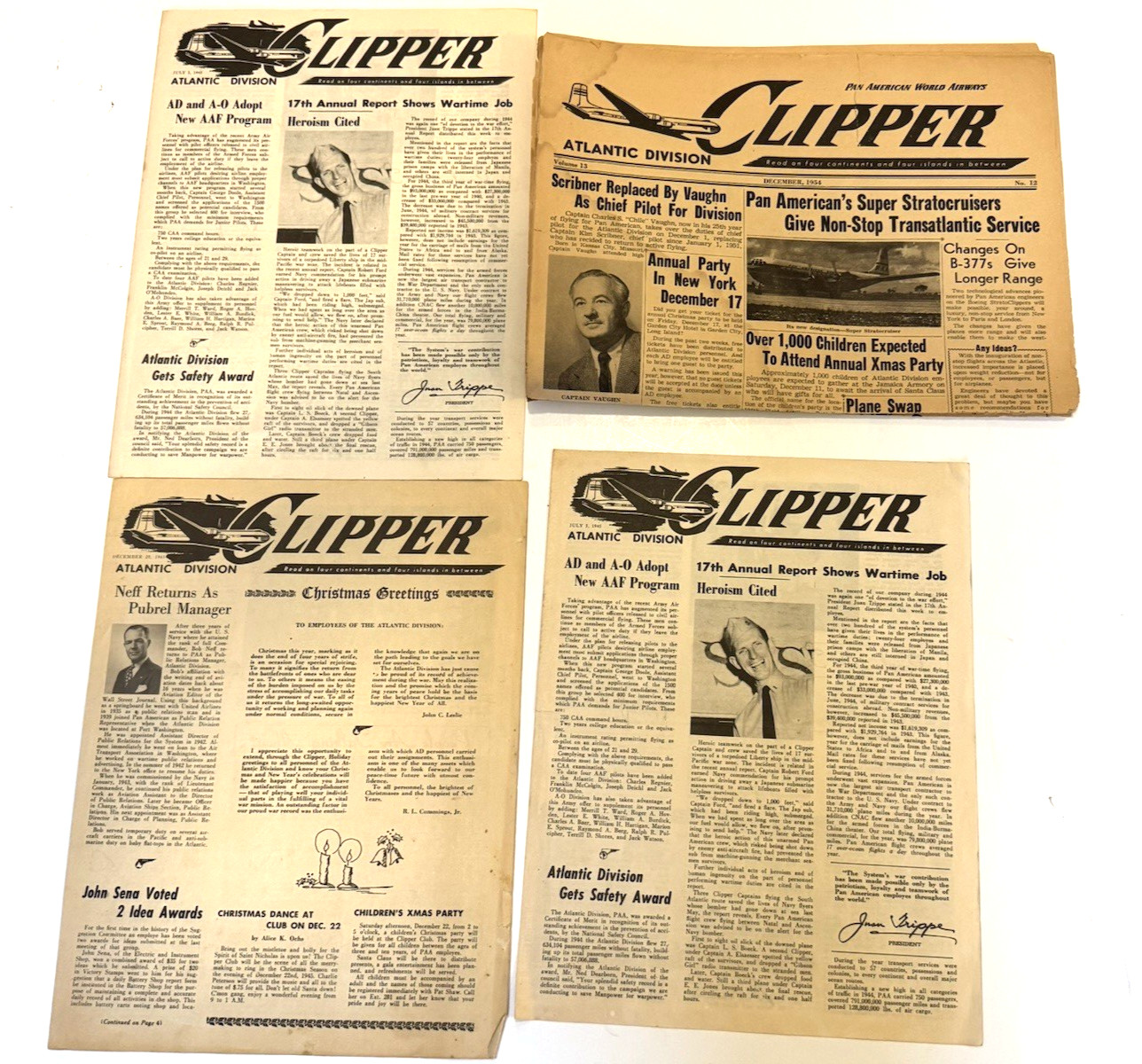 VTG. 1940'S/50'S CLIPPER PUBLICATIONS PAN AM WORLD AIRWAYS ATLANTIC DIVISION VTG. 1940'S/50'S CLIPPER PUBLICATIONS PAN AM WORLD AIRWAYS ATLANTIC DIVISION