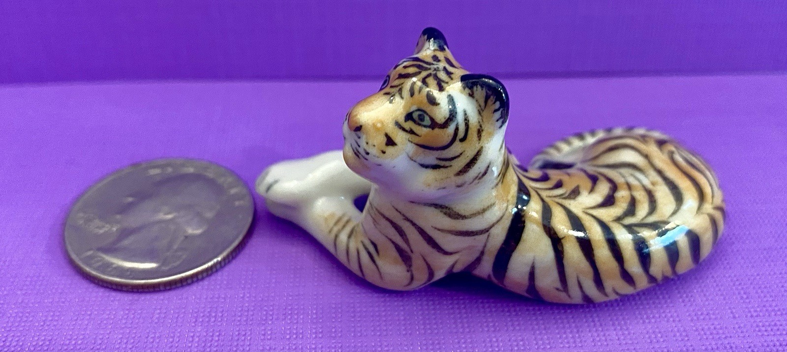 Beautiful Klima Porcelain Miniature Tiger Figure Thailand 