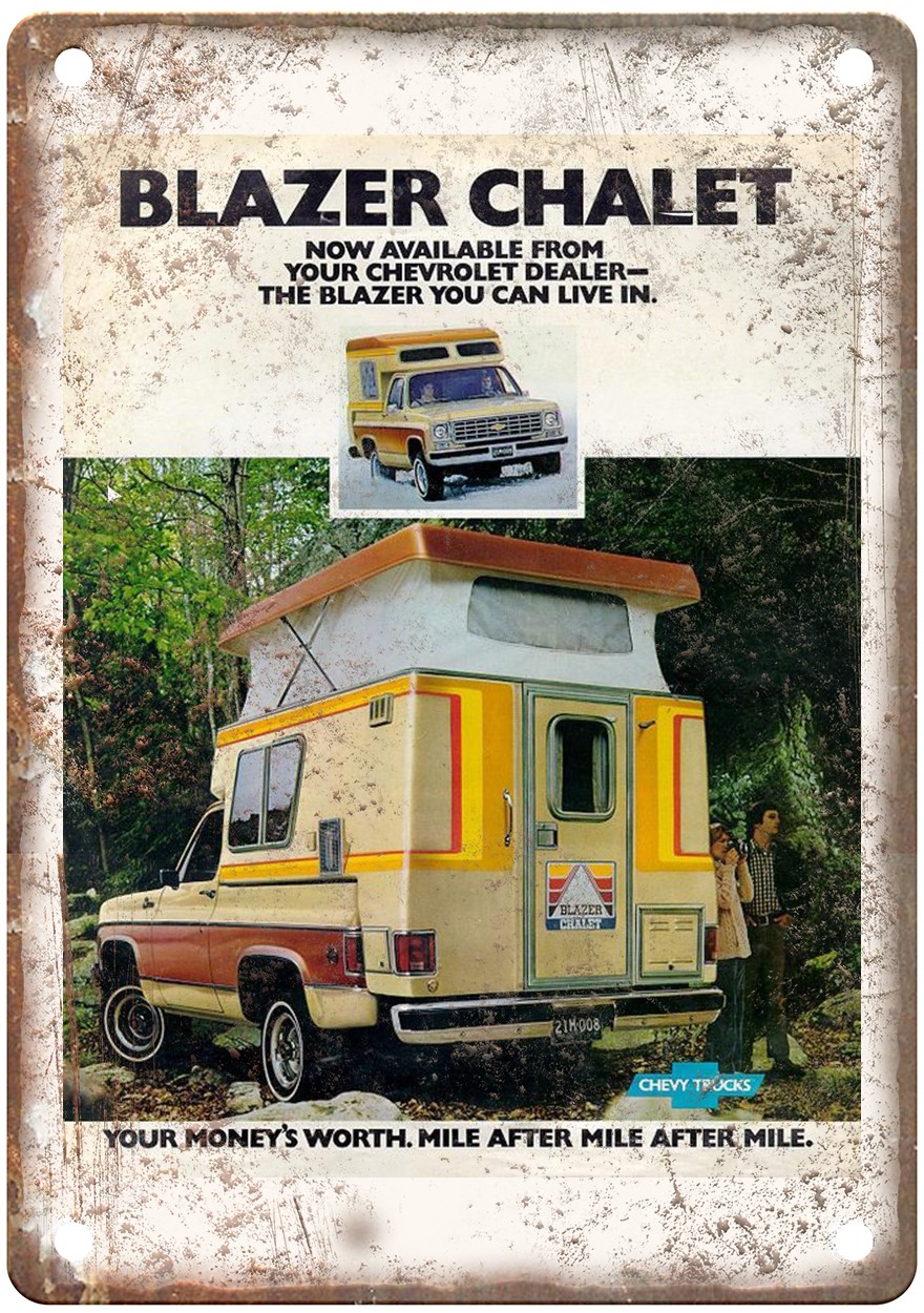 1976 Chevy Blazer Chalet Vintage Automobile Ad Retro Look Metal Sign AM7327