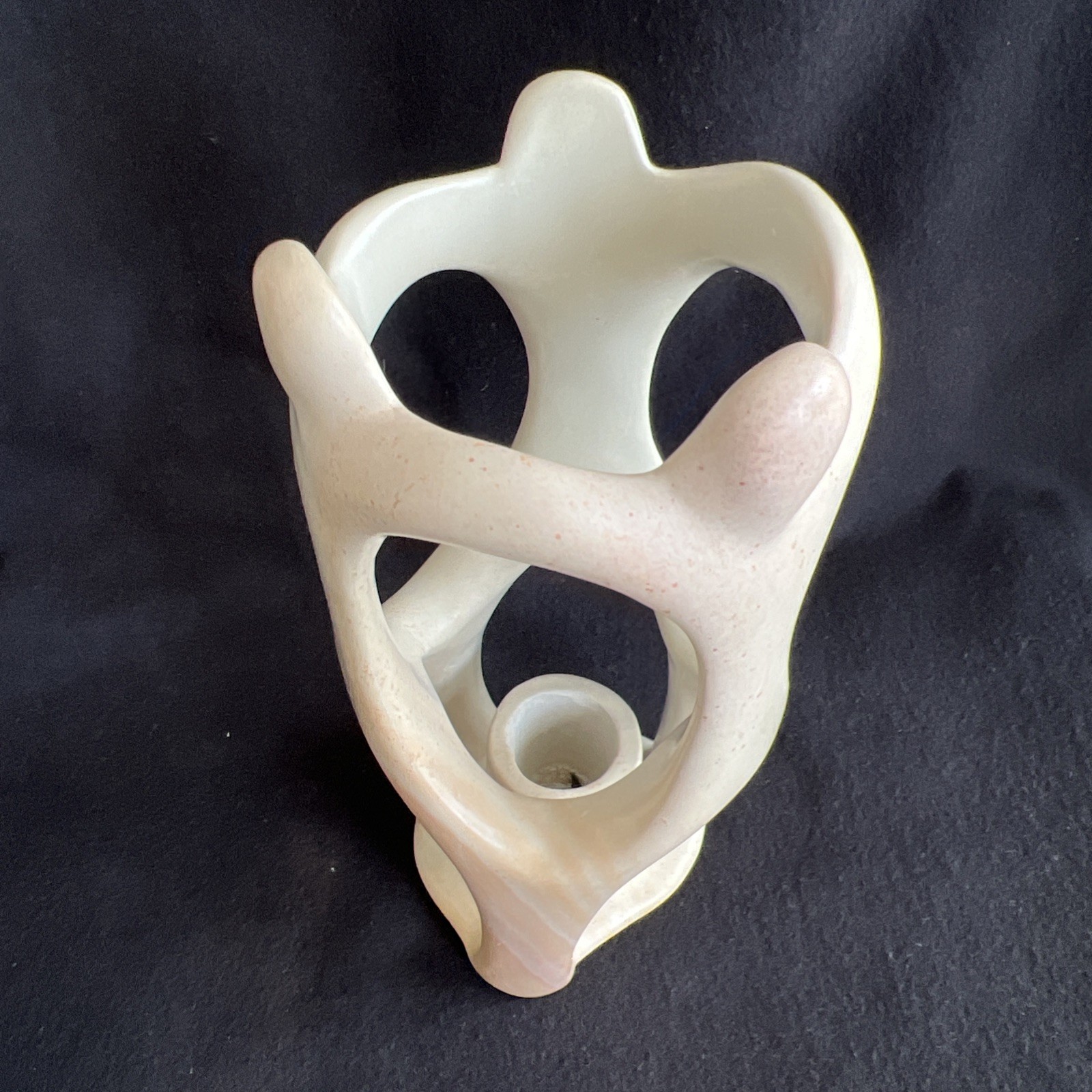 Vintage Kenyan Soapstone Hand-Carved Sculpture/Candleholder 8”