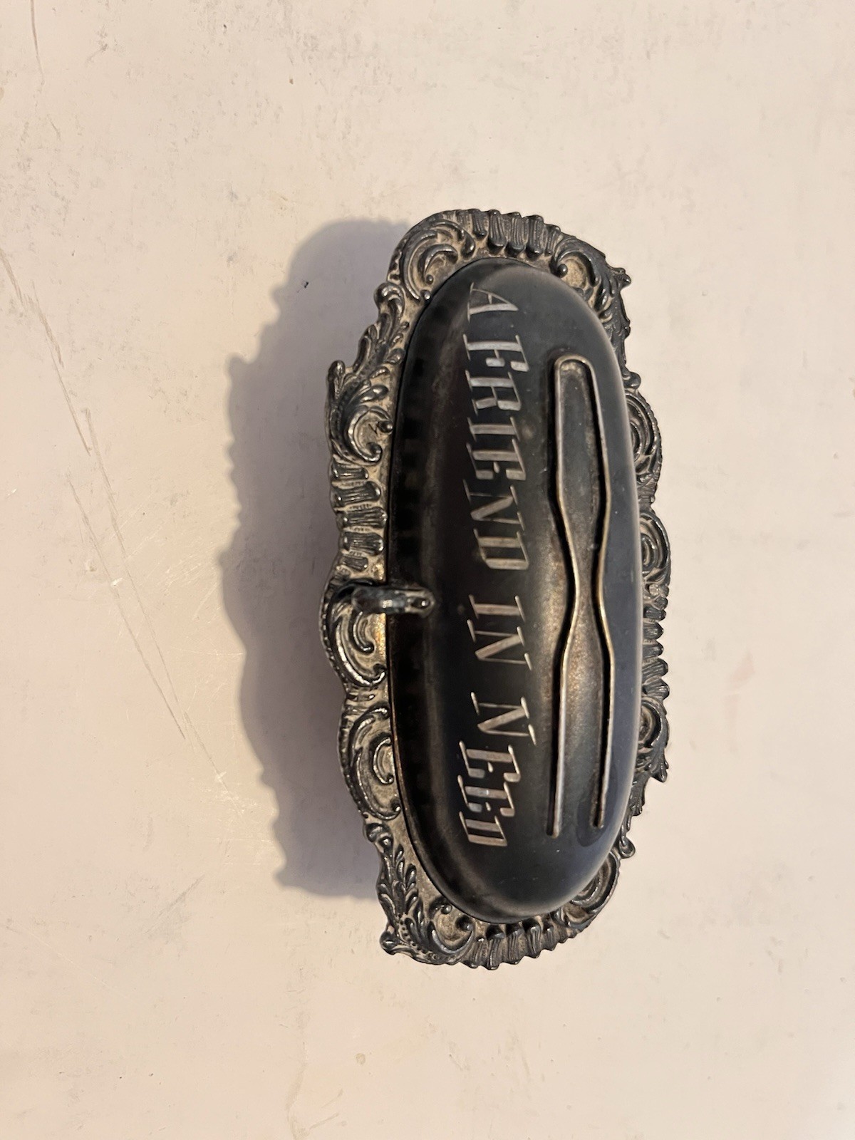 Antique E G Webster & Son Silverplate Hairpin Holder Trinket Box Hinged Lid
