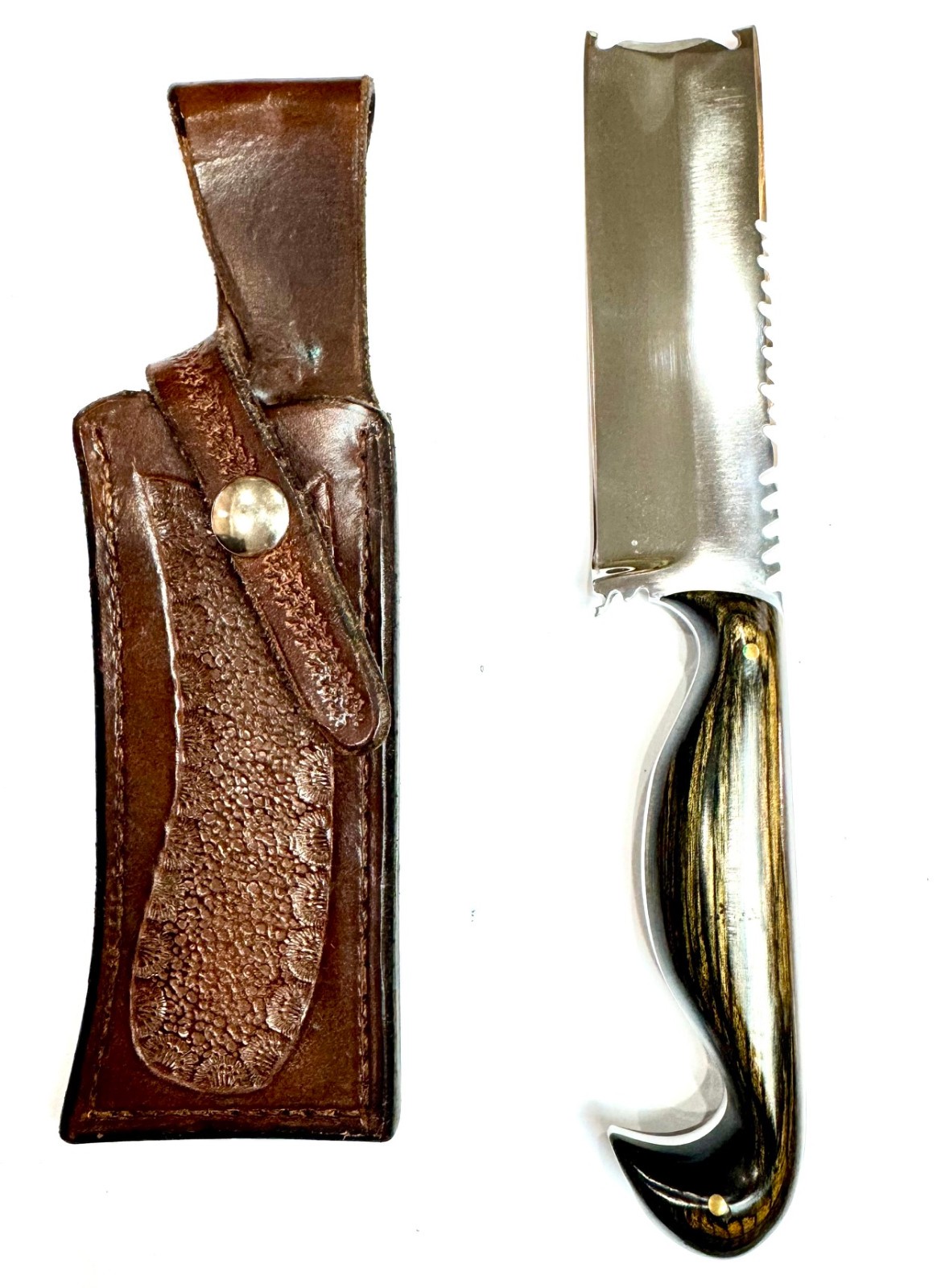 Alex J Collins Custom Game Cleaver 440C Fixed Blade Knife Leather Sheath