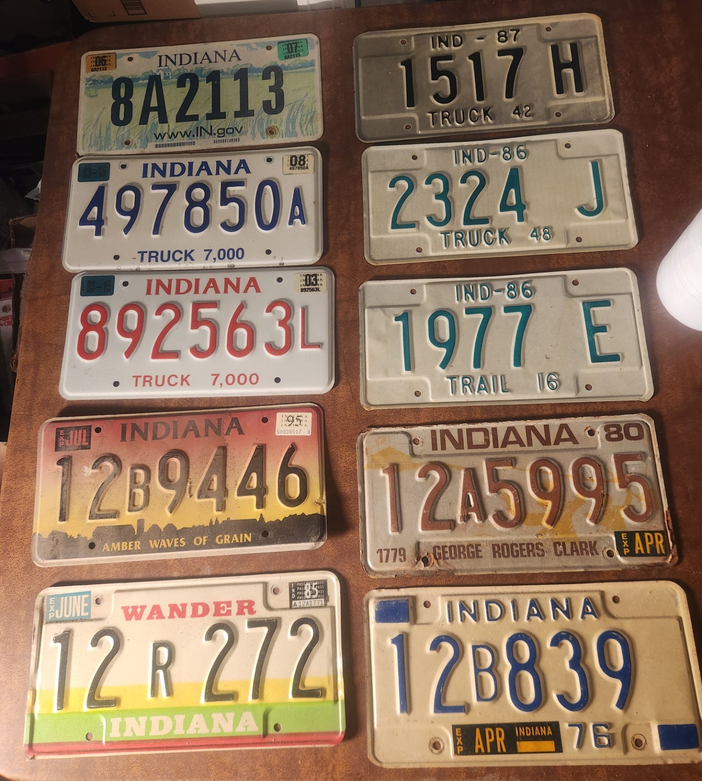 10 Vintage Indiana License Plate Lot Tag Mancave Wall Decor Project Art 70 80 90