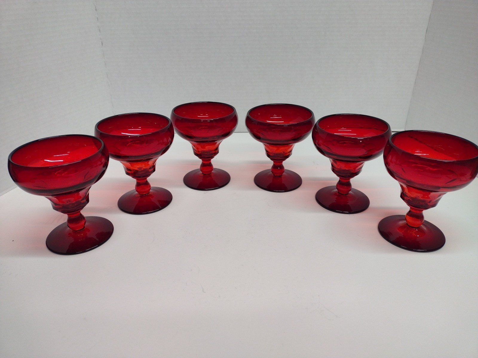 Vintage Fenton Georgian Ruby Water Goblets Agua Caliente EUC (6)