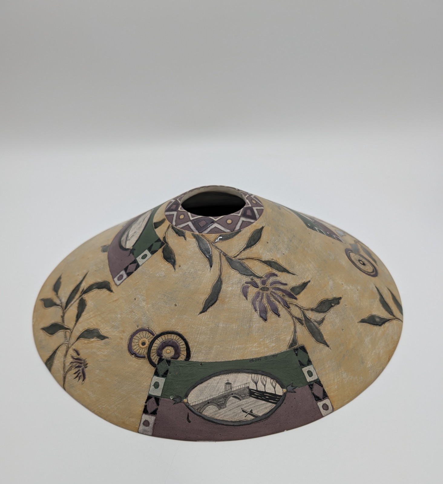 Vtg Janna Ugone 1998 Handmade Studio Art Pottery Ceramic Replacement Lamp Shade