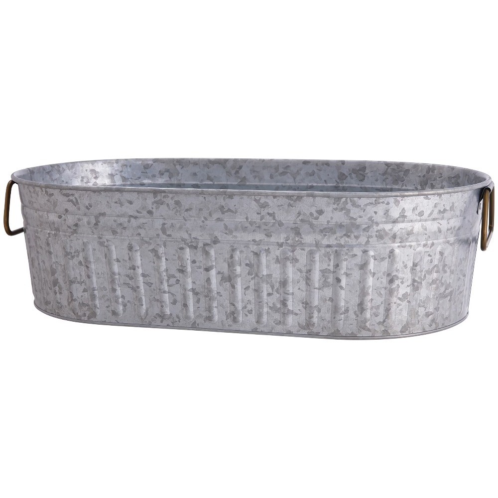 Galvanized Oval Tub, 20.27 IN W x 11.22 IN D x 5.70 IN H