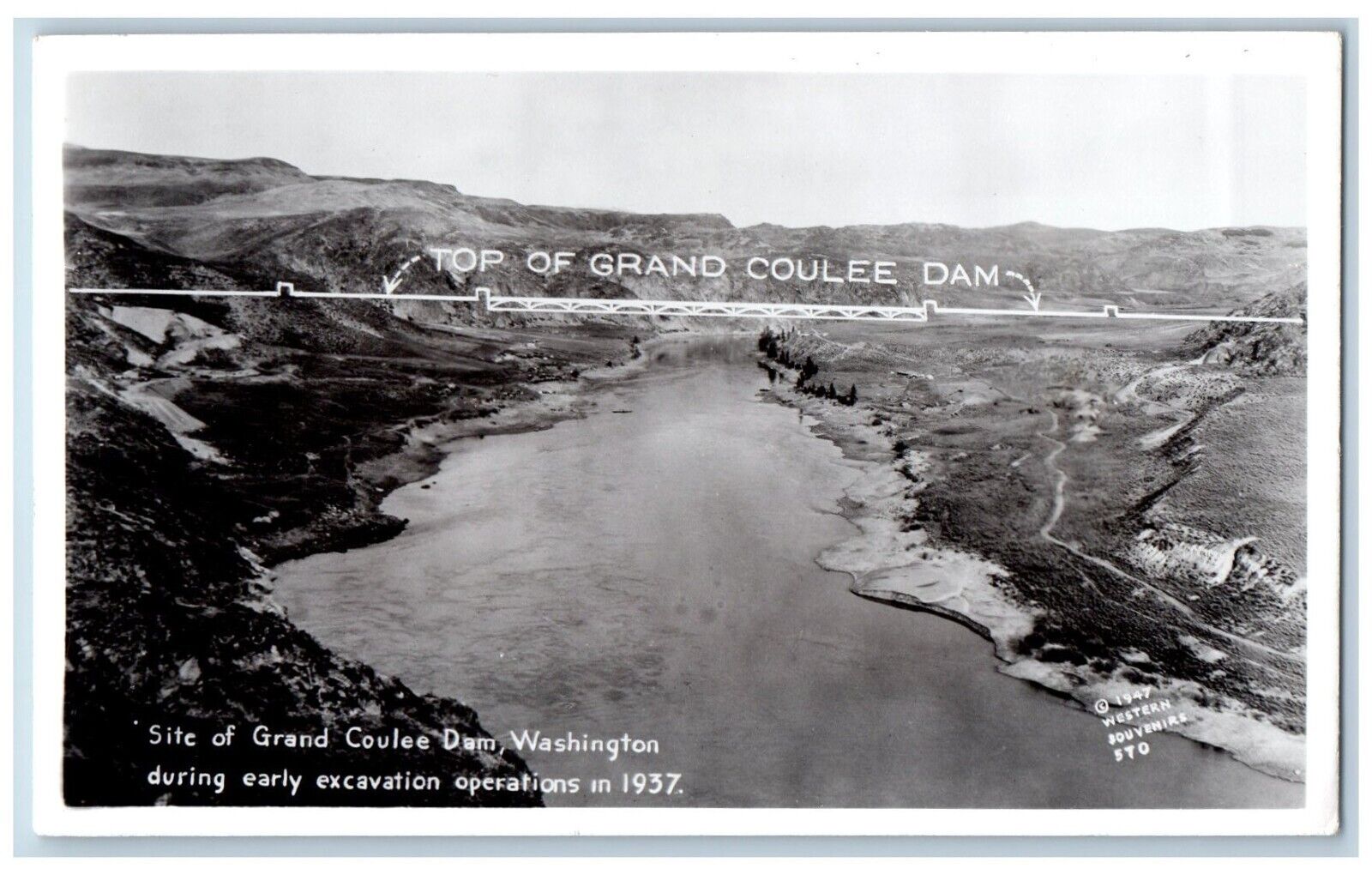 Grand Coulee Dam Washington WA Postcard RPPC Photo Top Site During Excavation