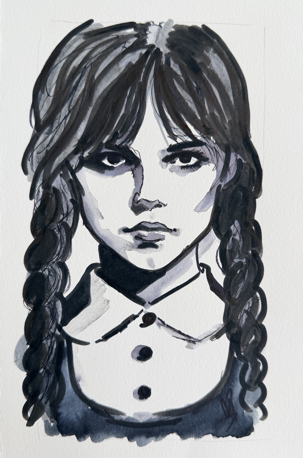 Addams Family: Wednesday (Jenna Ortega) 6x9 Original Art by Texas CowGirlz w/COA