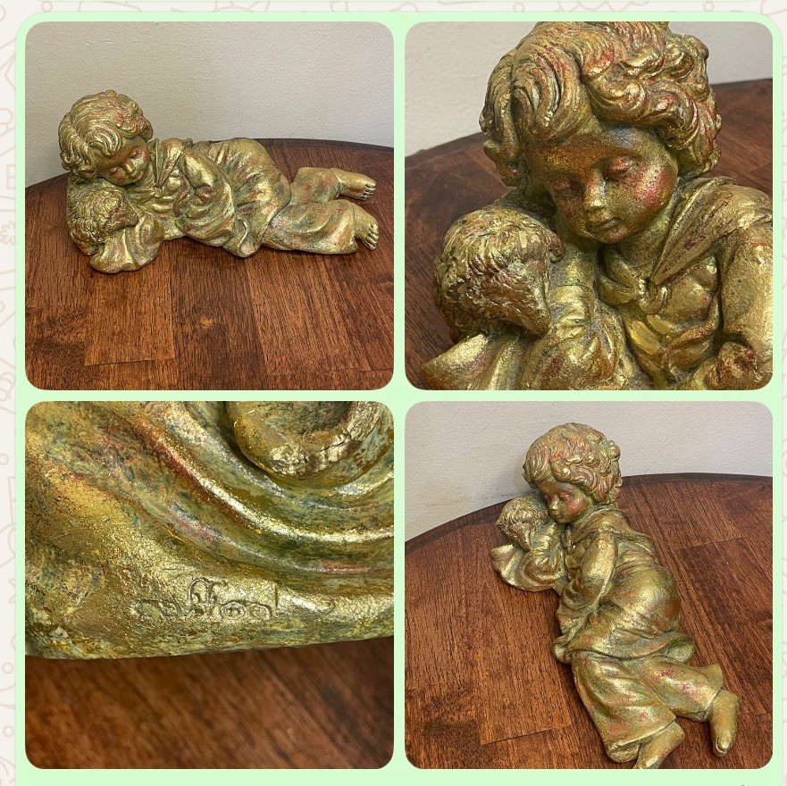 Vintage Caffco Barefoot Shepherd Boy Sleeping With Lamb 11\